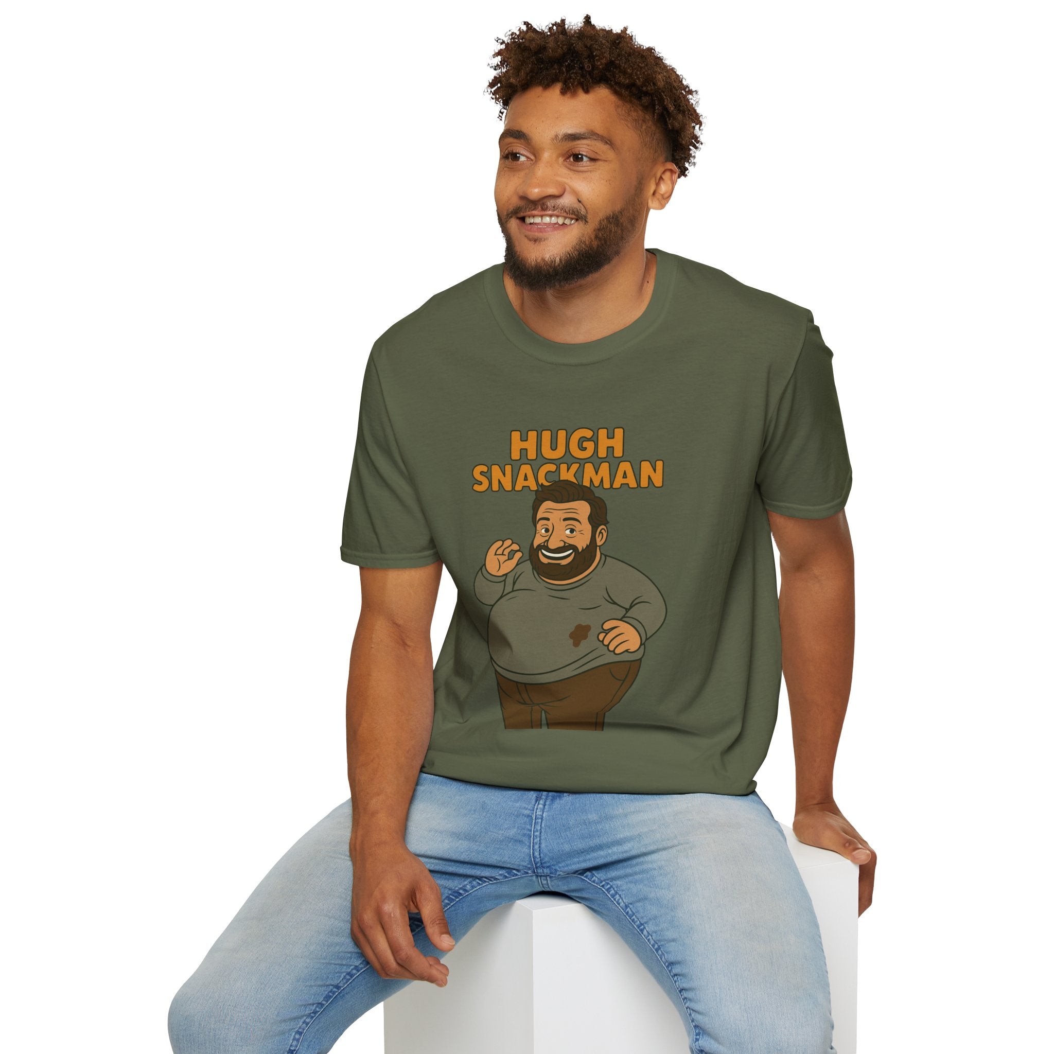 Hugh Snackman Funny Shirt, Hugh Jackman Parody Tee, Comedy Tribute Apparel, Unisex Softstyle T-Shirt