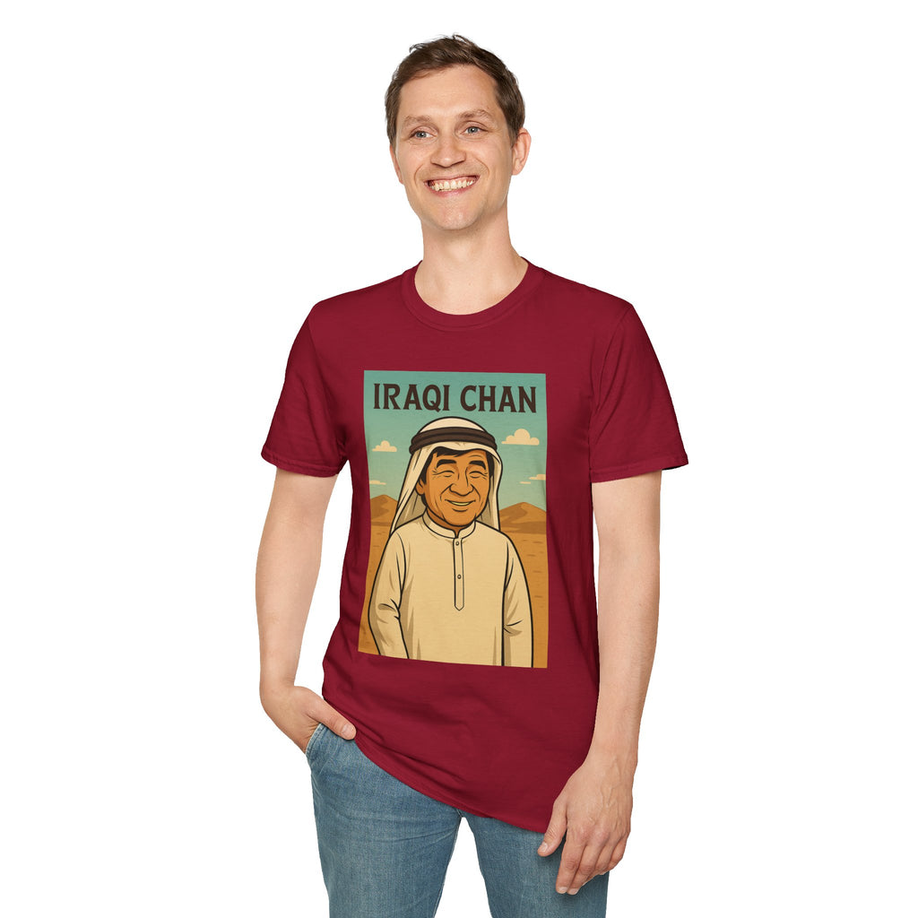 Iraqi Chan Unisex T-Shirt, Funny Jackie Chan Parody Apparel, Comedy Tribute Tee, Mashup Shirt