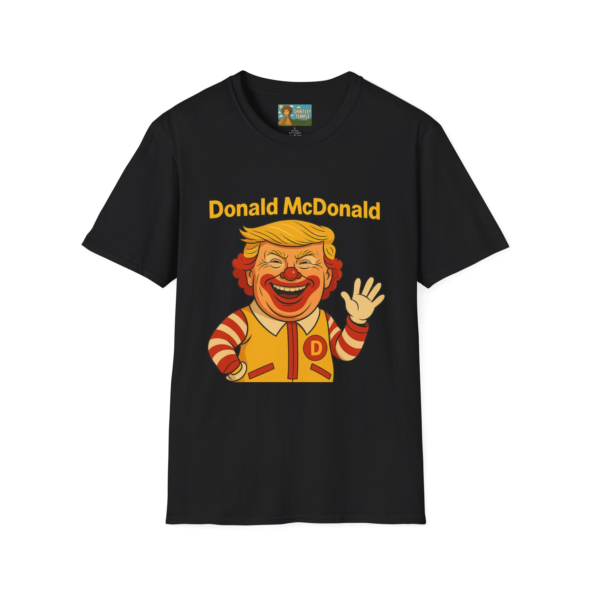 Donald McDonald Mashup T-Shirt, Trump Parody Tee, Funny Fast Food Shirt, Unisex Softstyle Top, Political Humor Gift