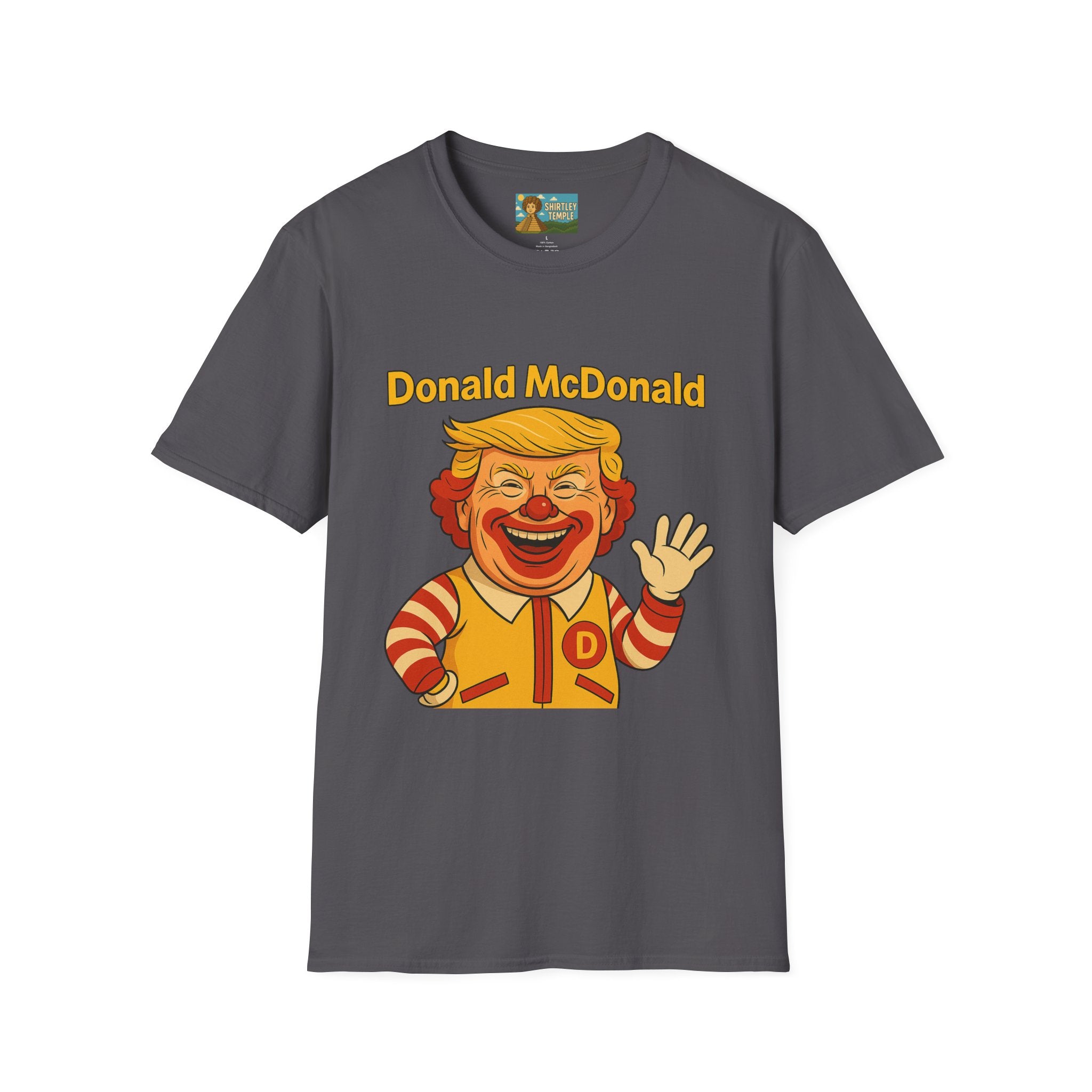 Donald McDonald Mashup T-Shirt, Trump Parody Tee, Funny Fast Food Shirt, Unisex Softstyle Top, Political Humor Gift