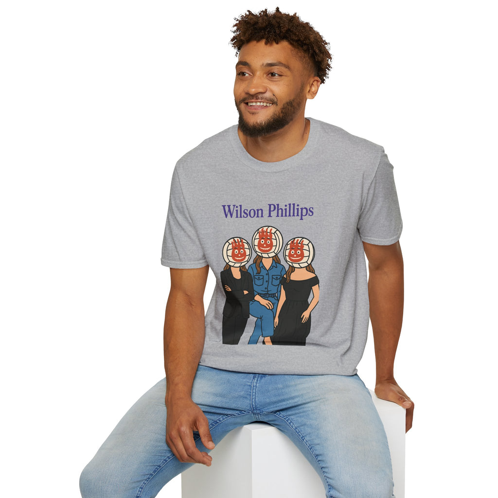Wilson and Phillips Mashup Softstyle T-Shirt, Funny Wordplay Tribute Singers, Volleyball Theme Gift Tee