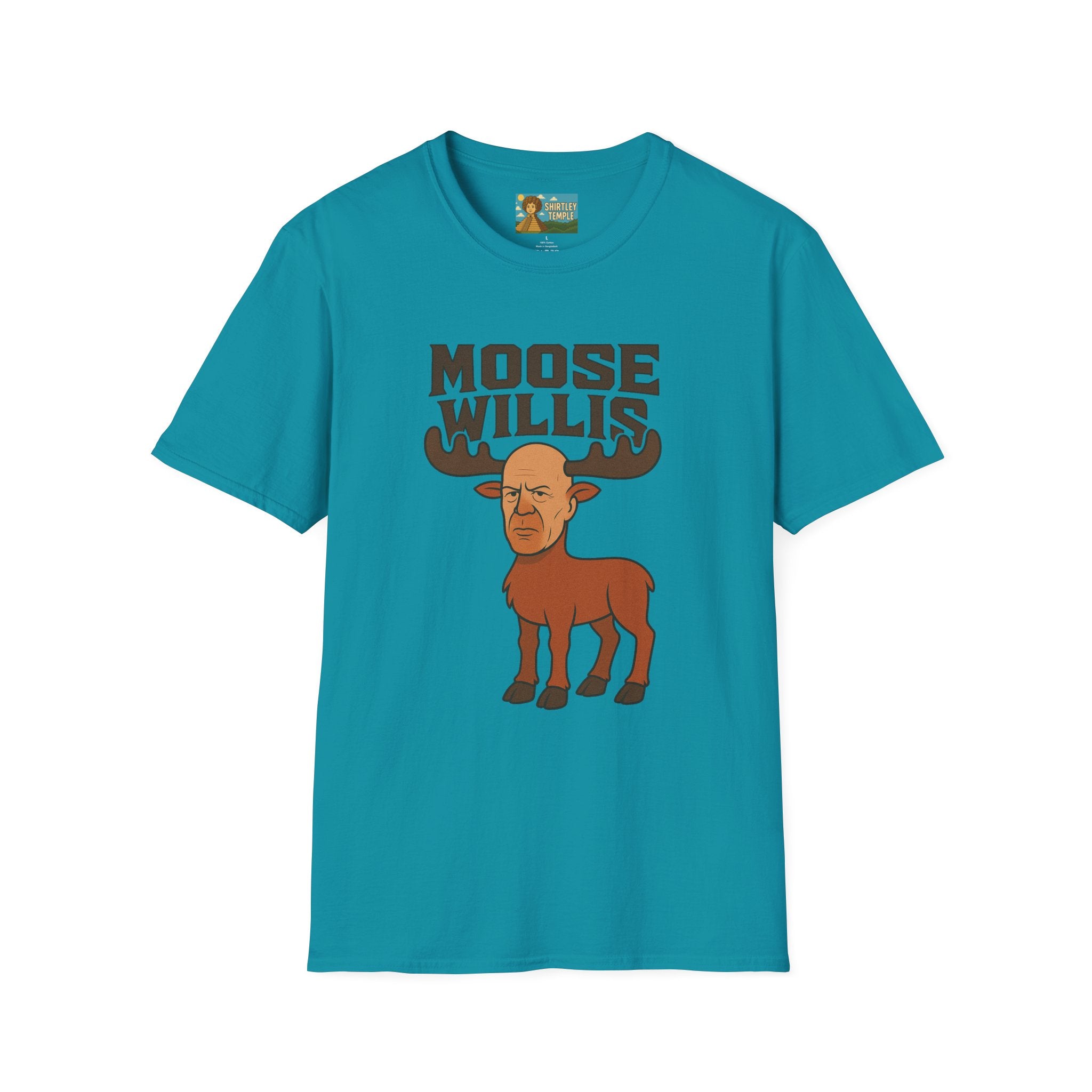 Moose Willis T-Shirt, Bruce Willis Parody Shirt, Moose Pun Tee, Comedy Mashup Apparel