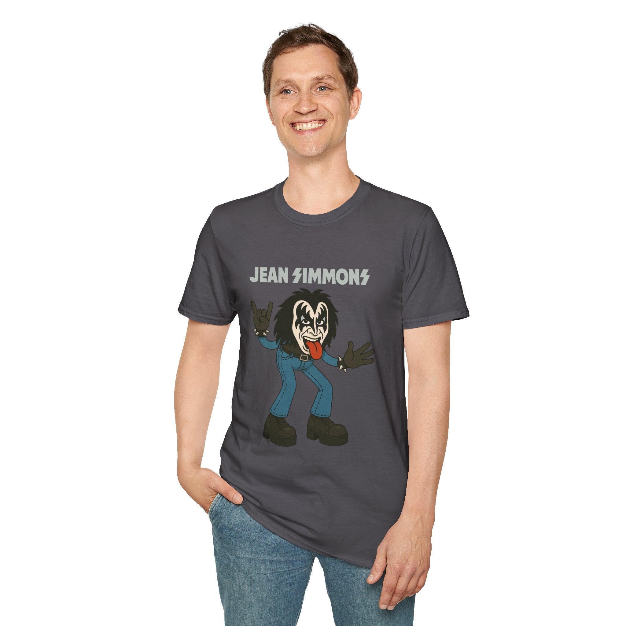 Jean Simmons Funny Shirt Mashup Tribute Parody Pun Rockstar Softstyle T-Shirt, Unisex Tee, Graphic Tee, Music Lover Gift, Jeans Lover Shirt,