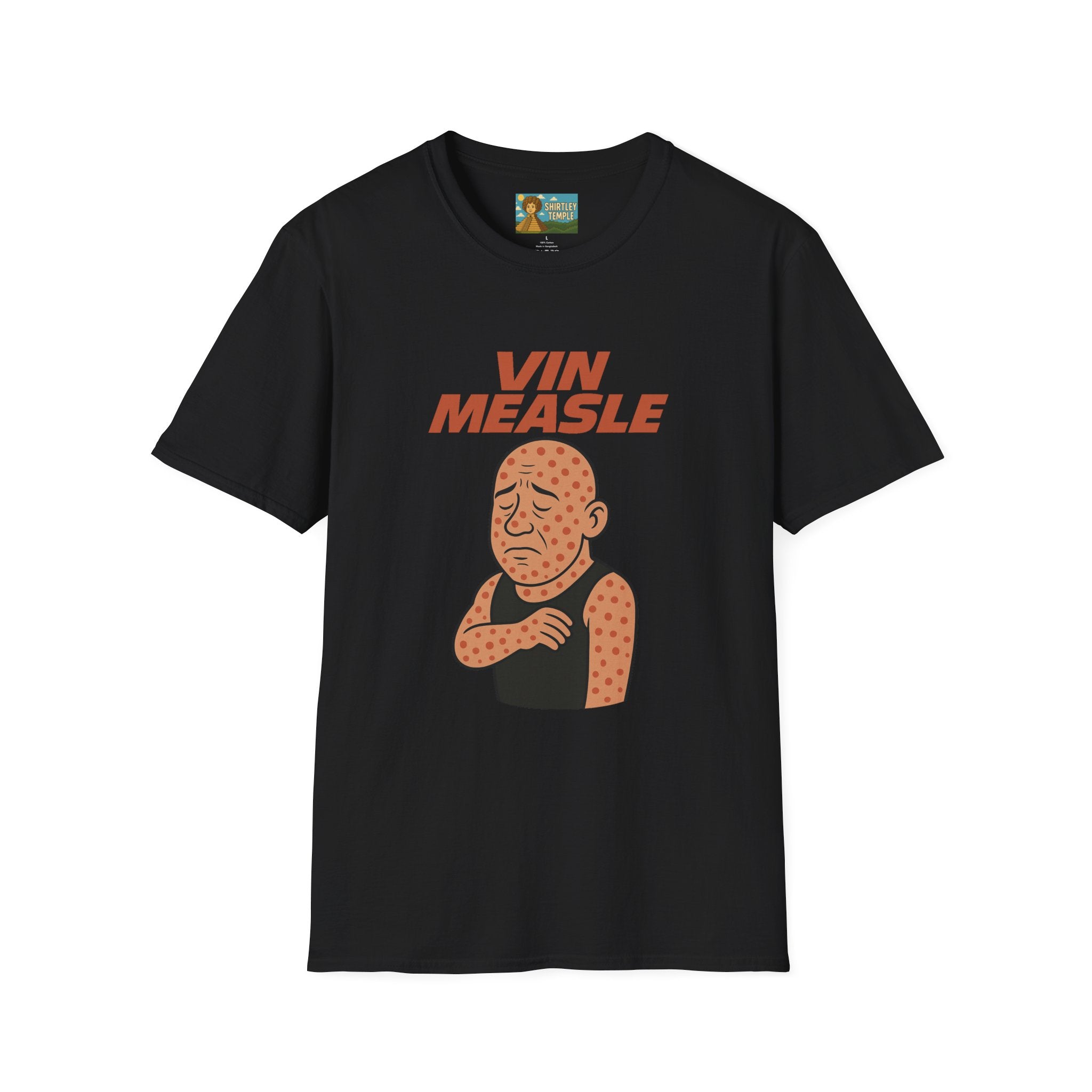 Vin Measle Parody Unisex Softstyle T-Shirt, Actor Measles Wordplay Tee, Humorous Graphic Tee Shirt, Comedy Movie Fan Gift, Lightweight