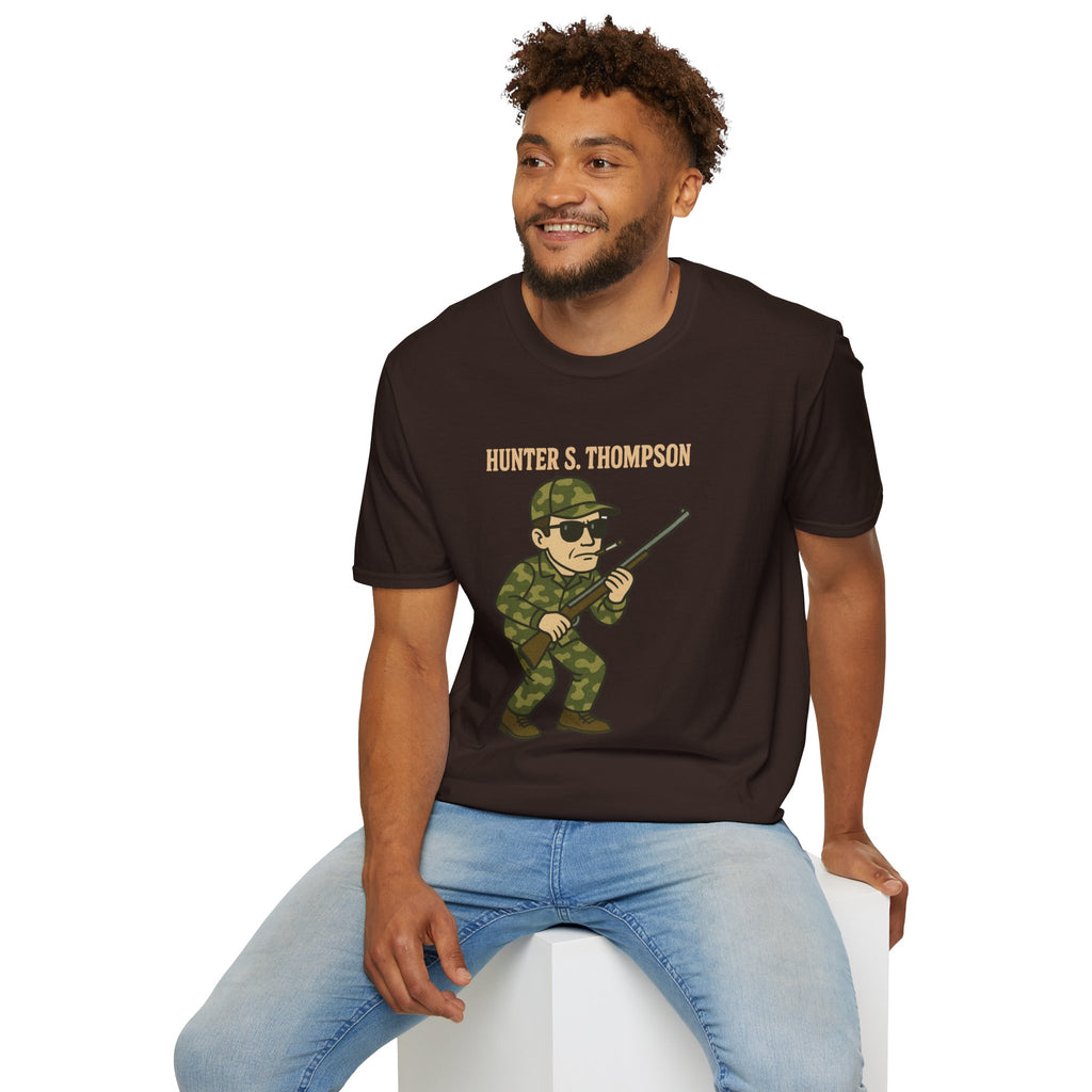Hunter S Thompson Funny Shirt, Parody Apparel, Comedy Tribute Mashup Pun Unisex Softstyle T-Shirt