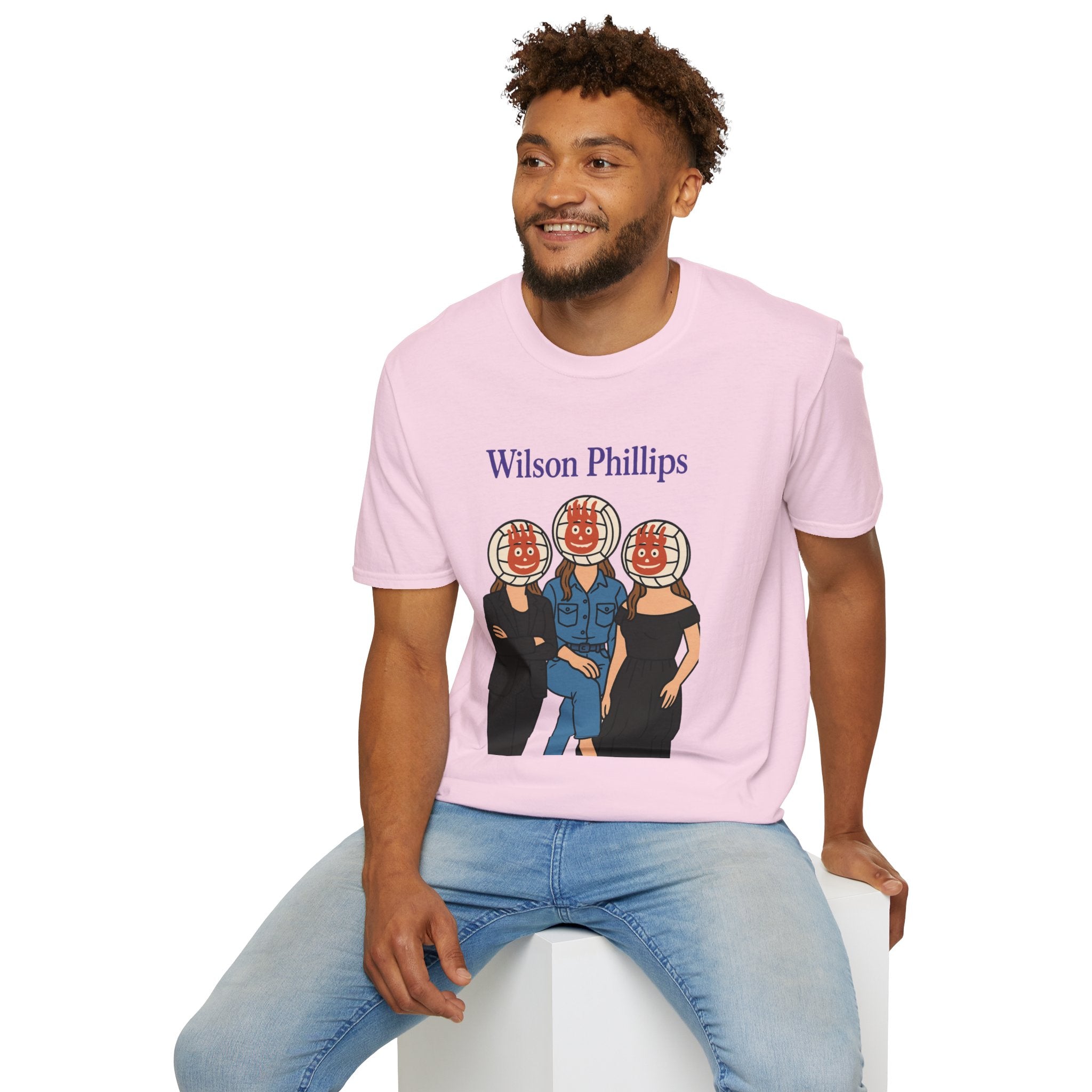 Wilson and Phillips Mashup Softstyle T-Shirt, Funny Wordplay Tribute Singers, Volleyball Theme Gift Tee