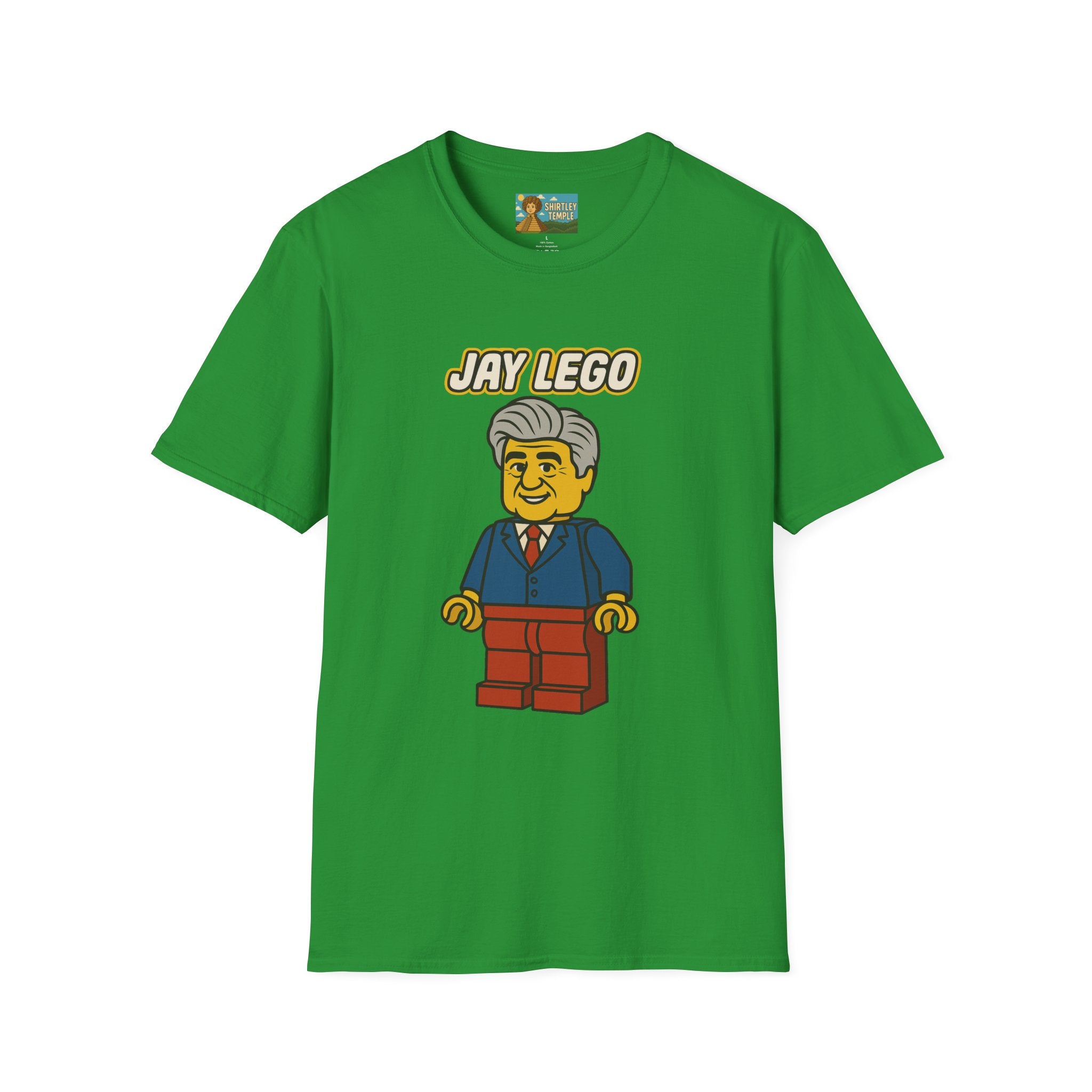 Jay Lego Funny Shirt Parody Apparel, Comedy Tribute, Lego Person, Jay Leno Mashup