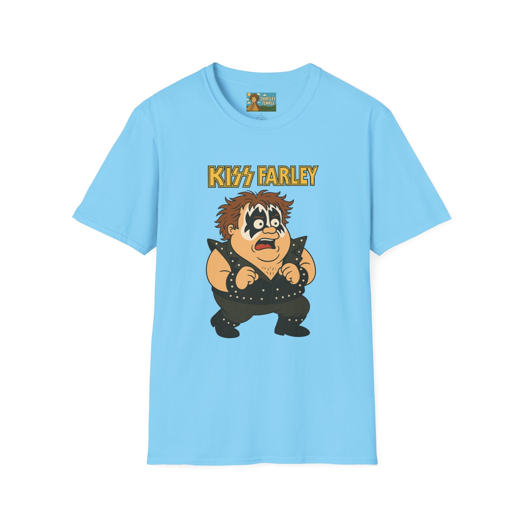 Kiss Farley T-Shirt, Rock Band Chris Farley Tribute Shirt, Funny Parody Mashup Tee, Unisex Softstyle Top, Gift for Music Lovers