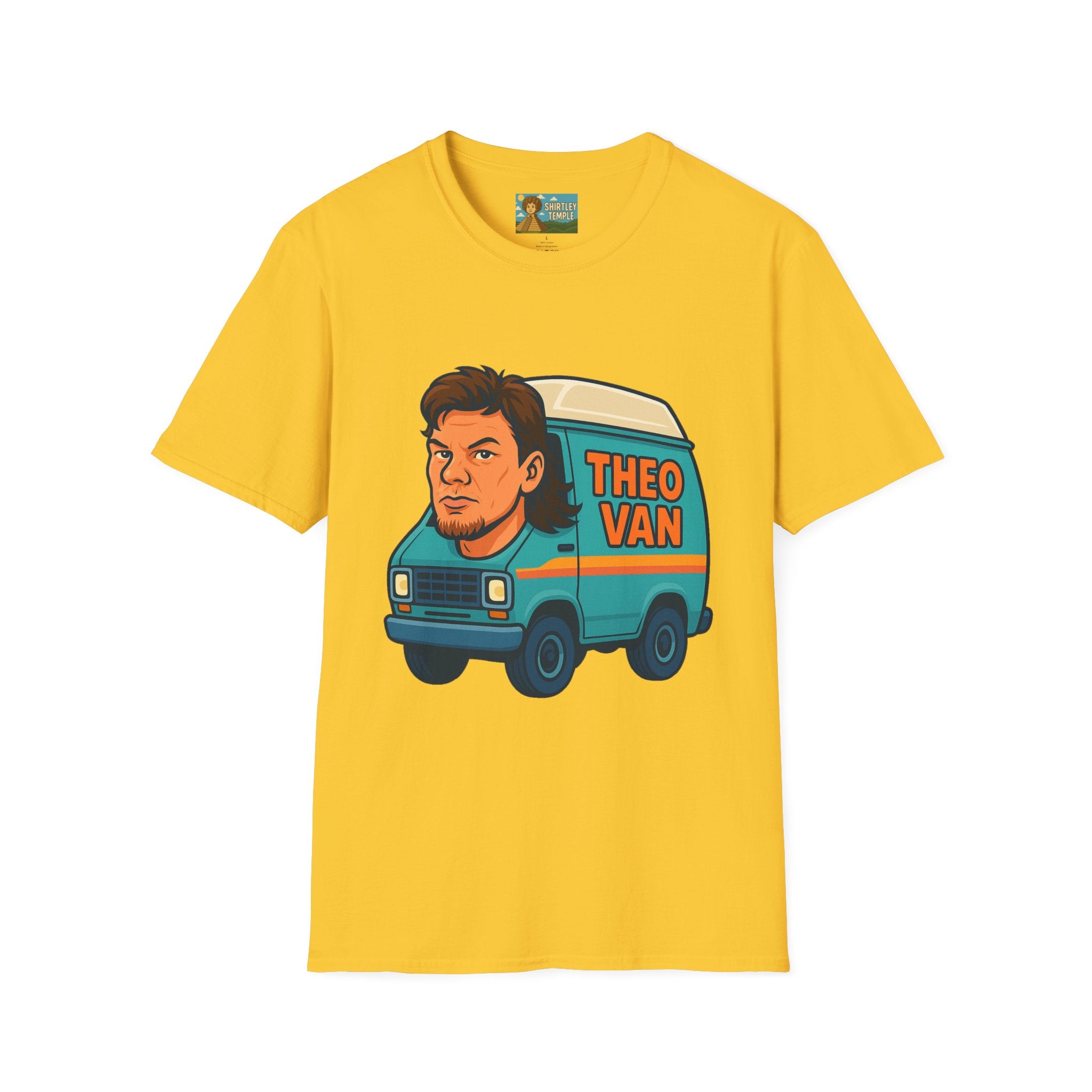 Theo Van (Theo Von + Van = Theo Van) Funny Tribute T-Shirt, Comedy Mashup Tee, Comedian Parody Shirt, Unisex Softstyle Top, Van Lover Gift