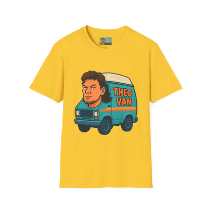 Theo Van (Theo Von + Van = Theo Van) Funny Tribute T-Shirt, Comedy Mashup Tee, Comedian Parody Shirt, Unisex Softstyle Top, Van Lover Gift