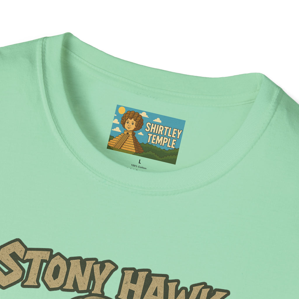 Stony Hawk Unisex T-Shirt, Skateboard Legend Parody Tee, Statue Wordplay Shirt, Funny Skater Gift, Skateboarding Fan Top