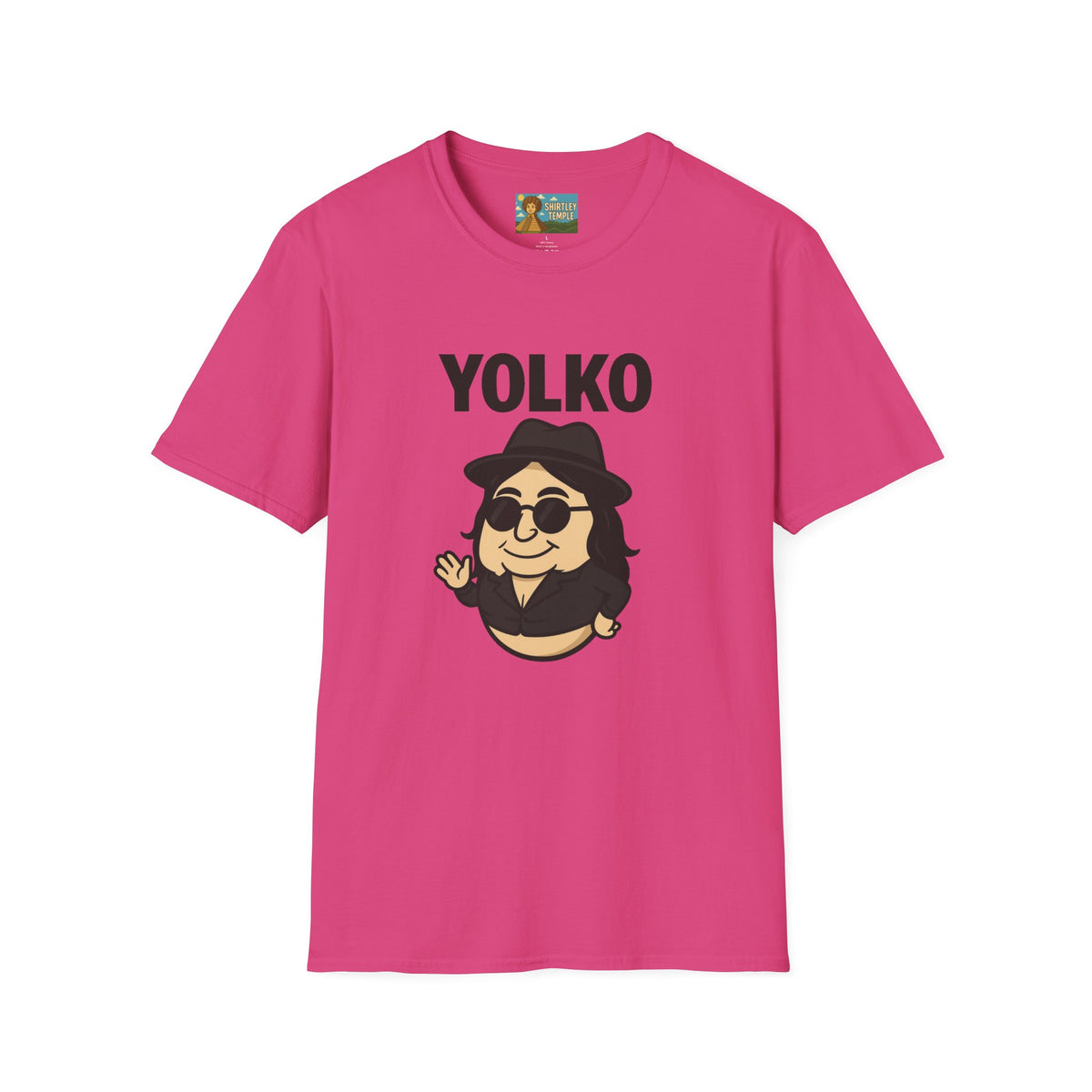 Yolko Funny Parody Unisex Softstyle T-Shirt, Egg Wordplay Tee, Humorous Yoko Tribute Shirt, Novelty Graphic Top, Comical Musician Fan Gift