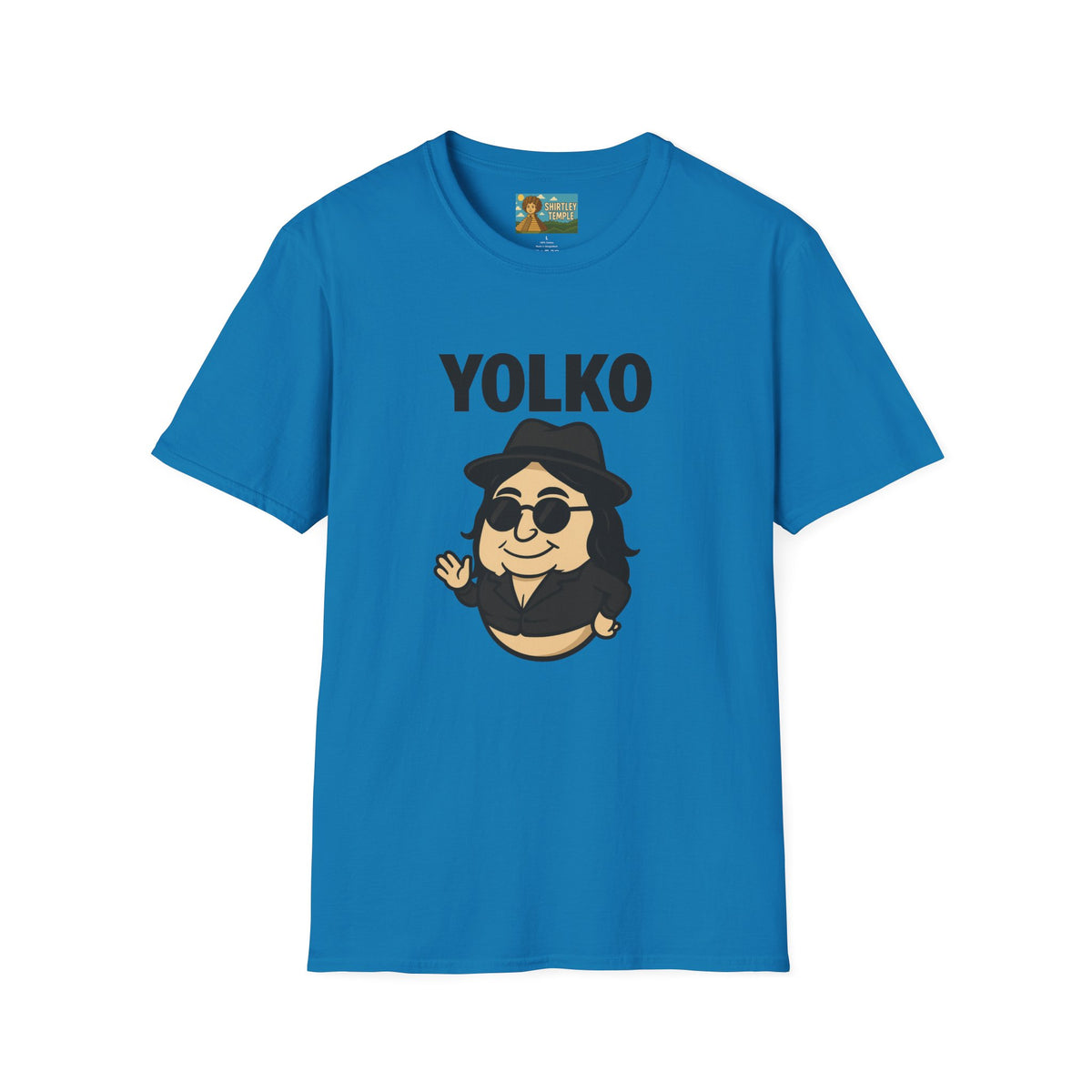 Yolko Funny Parody Unisex Softstyle T-Shirt, Egg Wordplay Tee, Humorous Yoko Tribute Shirt, Novelty Graphic Top, Comical Musician Fan Gift