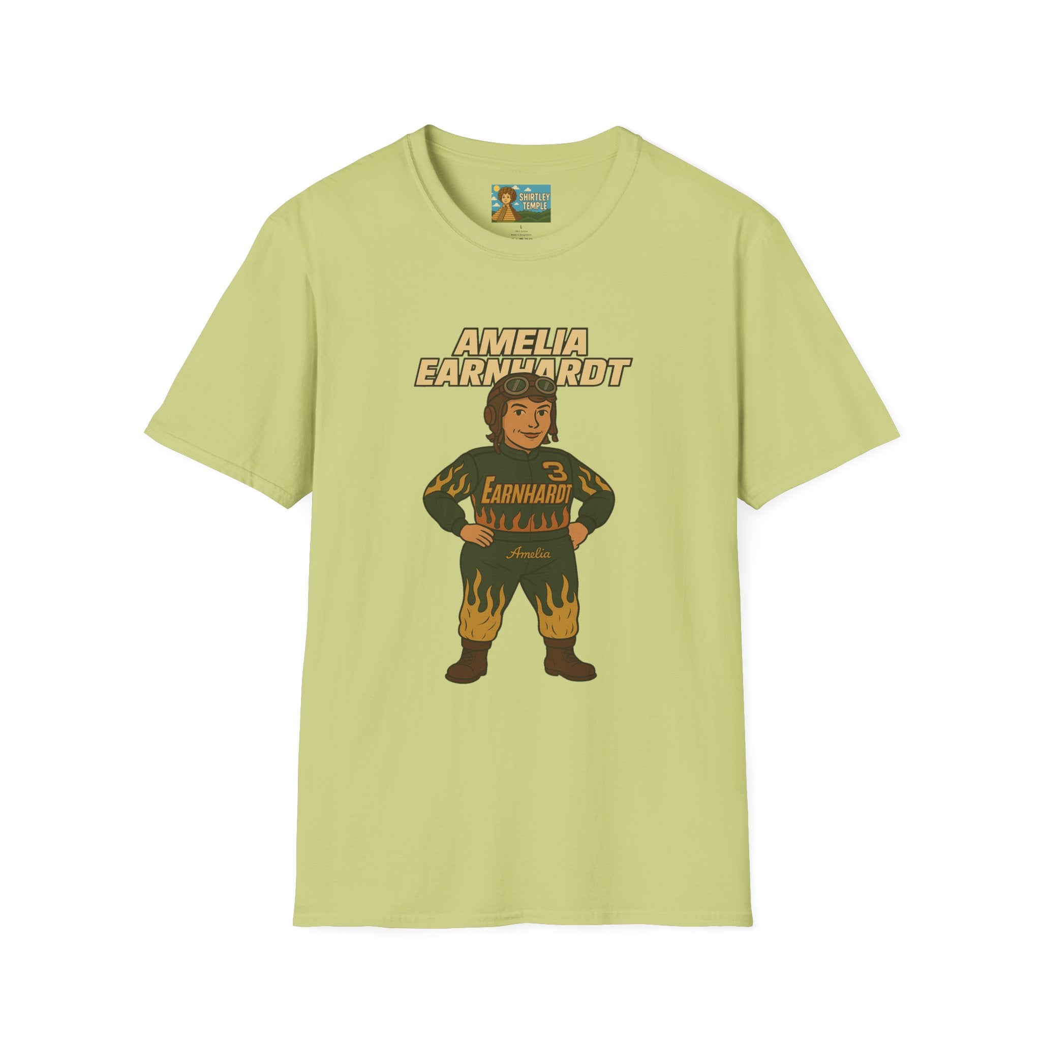 Amelia Earnhardt Funny Mashup Unisex Softstyle T-Shirt, Pilot Pun Tee, Earhart Earnhardt Gift, Aviation Racing Shirt