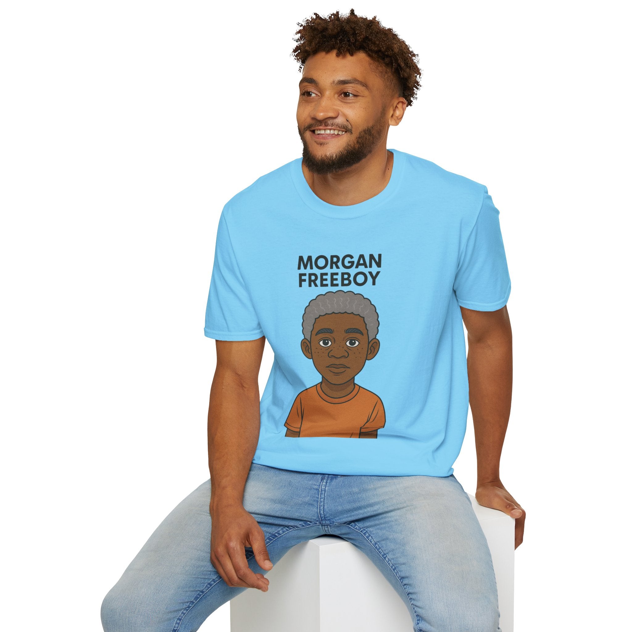 Morgan Freeboy Tribute T-Shirt, Funny Parody Tee, Morgan Freeman Wordplay Shirt, Unisex Softstyle, Gift for Comedy Lovers, Pop Culture Top