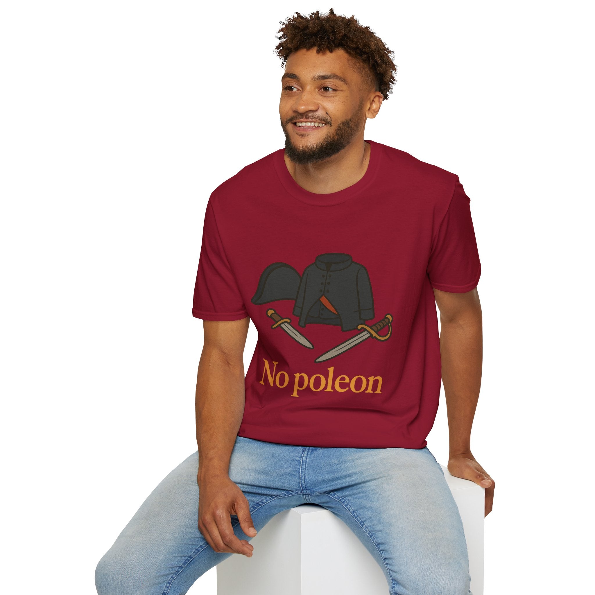 No Poleon Funny Napoleon Parody Softstyle T-Shirt, Clothes Pun Tee, Comedy Gift Shirt, Napoleonic Graphic Top, Historical Wordplay Apparel