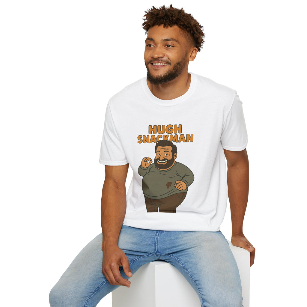 Hugh Snackman Funny Shirt, Hugh Jackman Parody Tee, Comedy Tribute Apparel, Unisex Softstyle T-Shirt