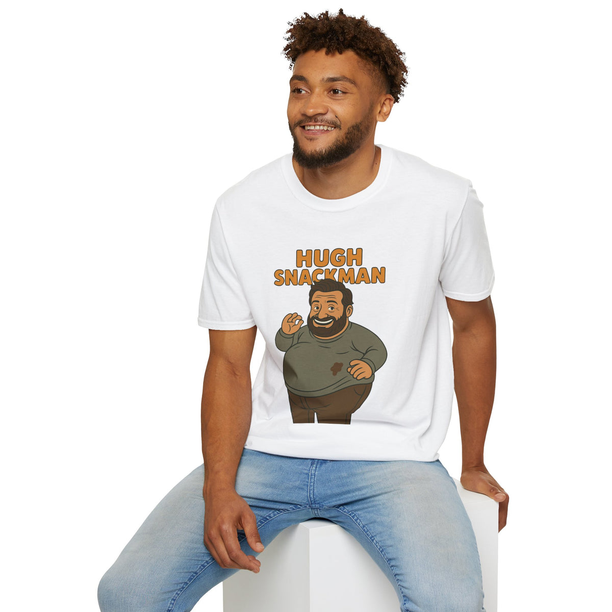 Hugh Snackman Funny Shirt, Hugh Jackman Parody Tee, Comedy Tribute Apparel, Unisex Softstyle T-Shirt