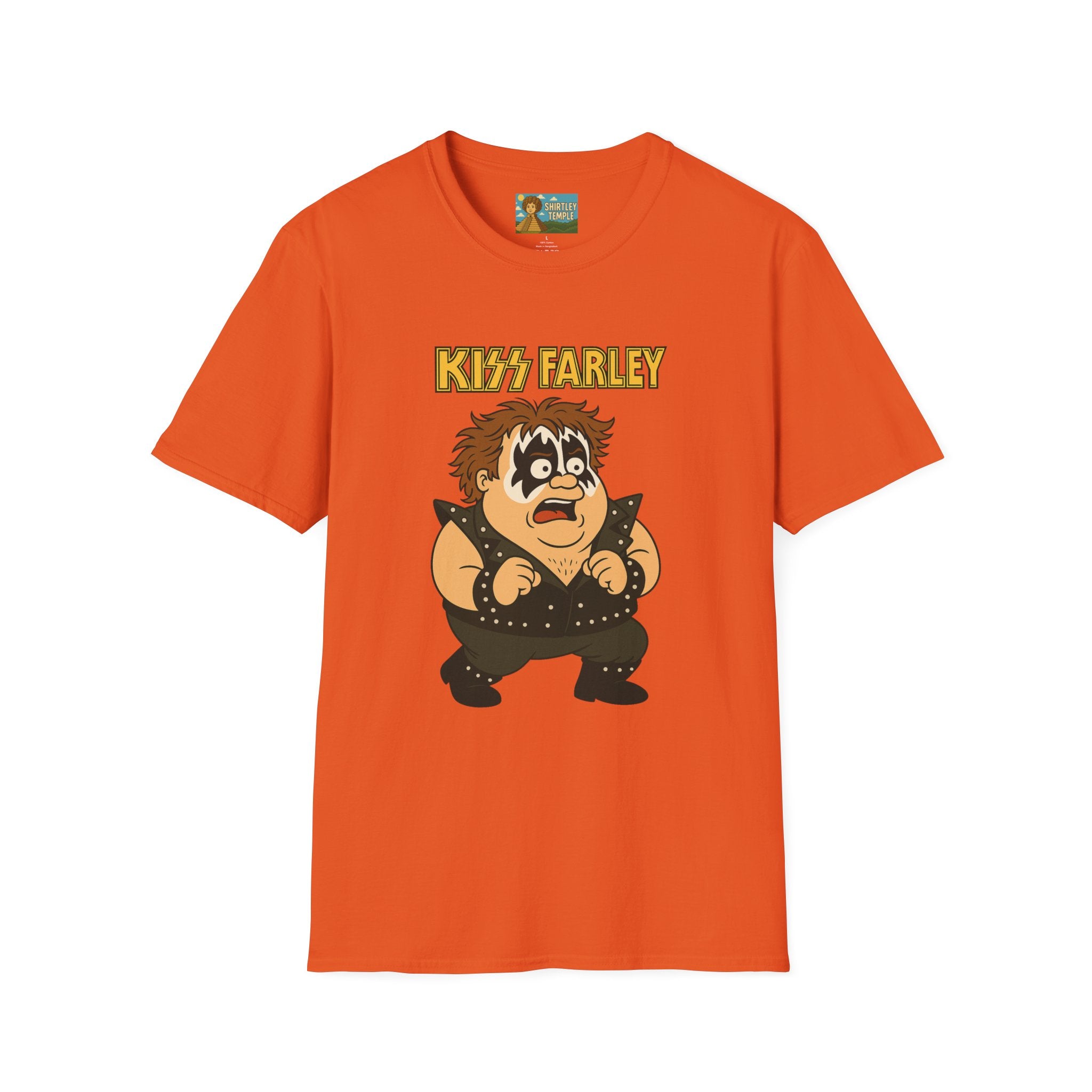Kiss Farley T-Shirt, Rock Band Chris Farley Tribute Shirt, Funny Parody Mashup Tee, Unisex Softstyle Top, Gift for Music Lovers