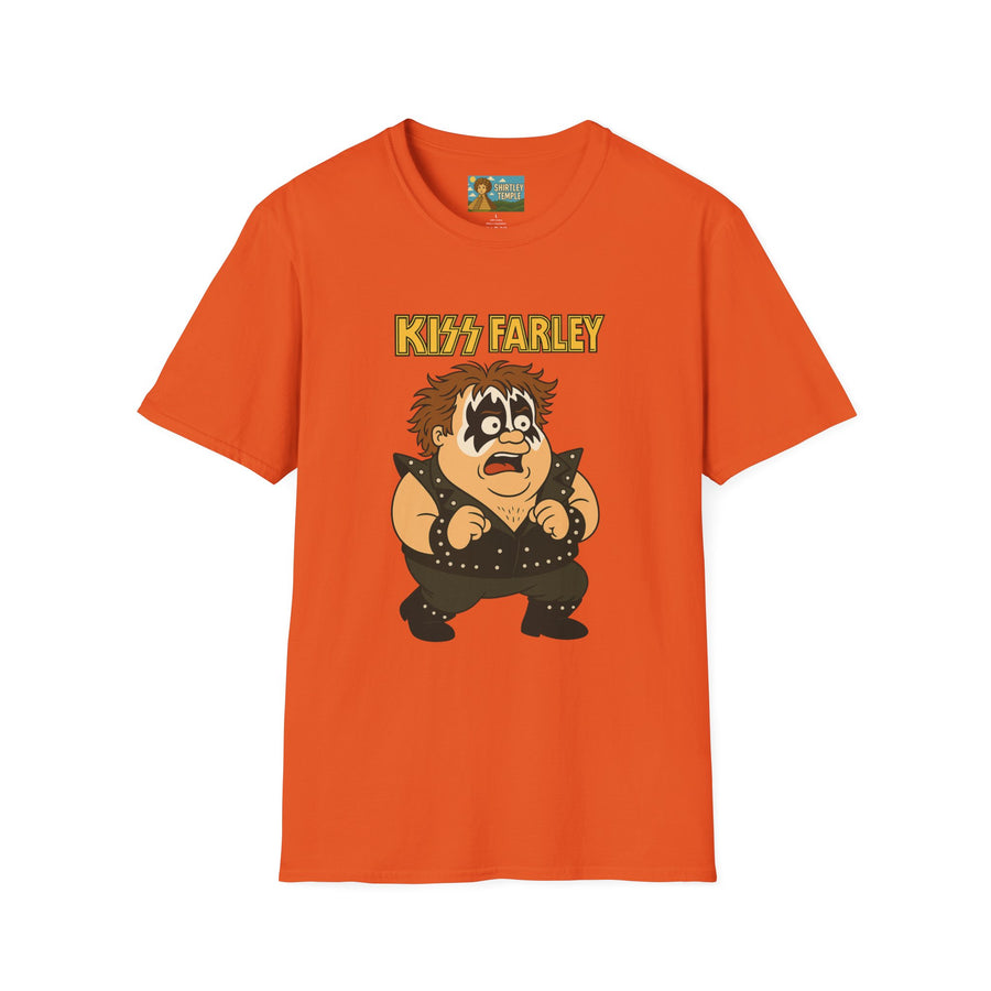 Kiss Farley T-Shirt, Rock Band Chris Farley Tribute Shirt, Funny Parody Mashup Tee, Unisex Softstyle Top, Gift for Music Lovers