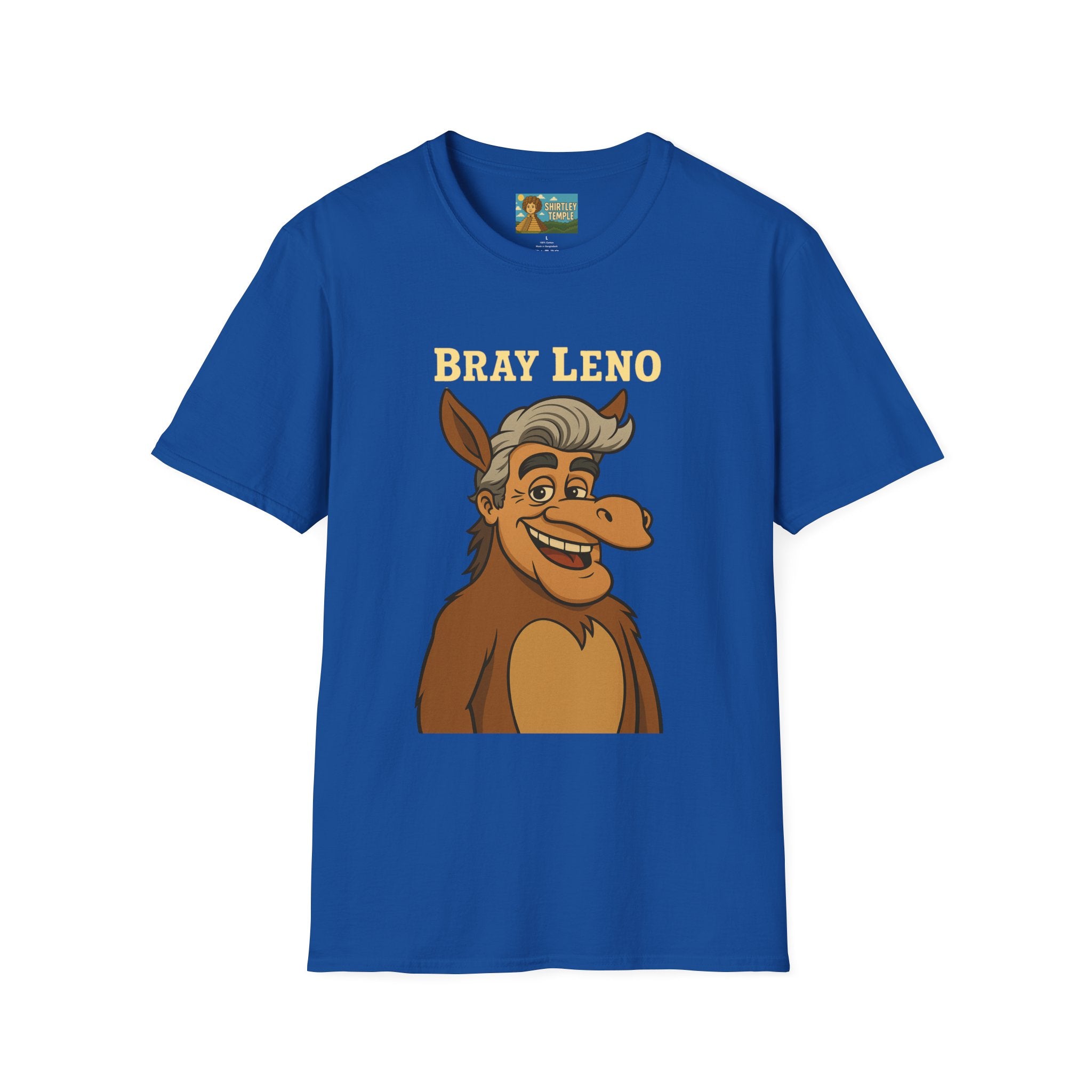 Bray Leno Parody Unisex Tee, Jay Leno Donkey Mashup Shirt, Funny Wordplay Comedy Gift, Softstyle T-Shirt