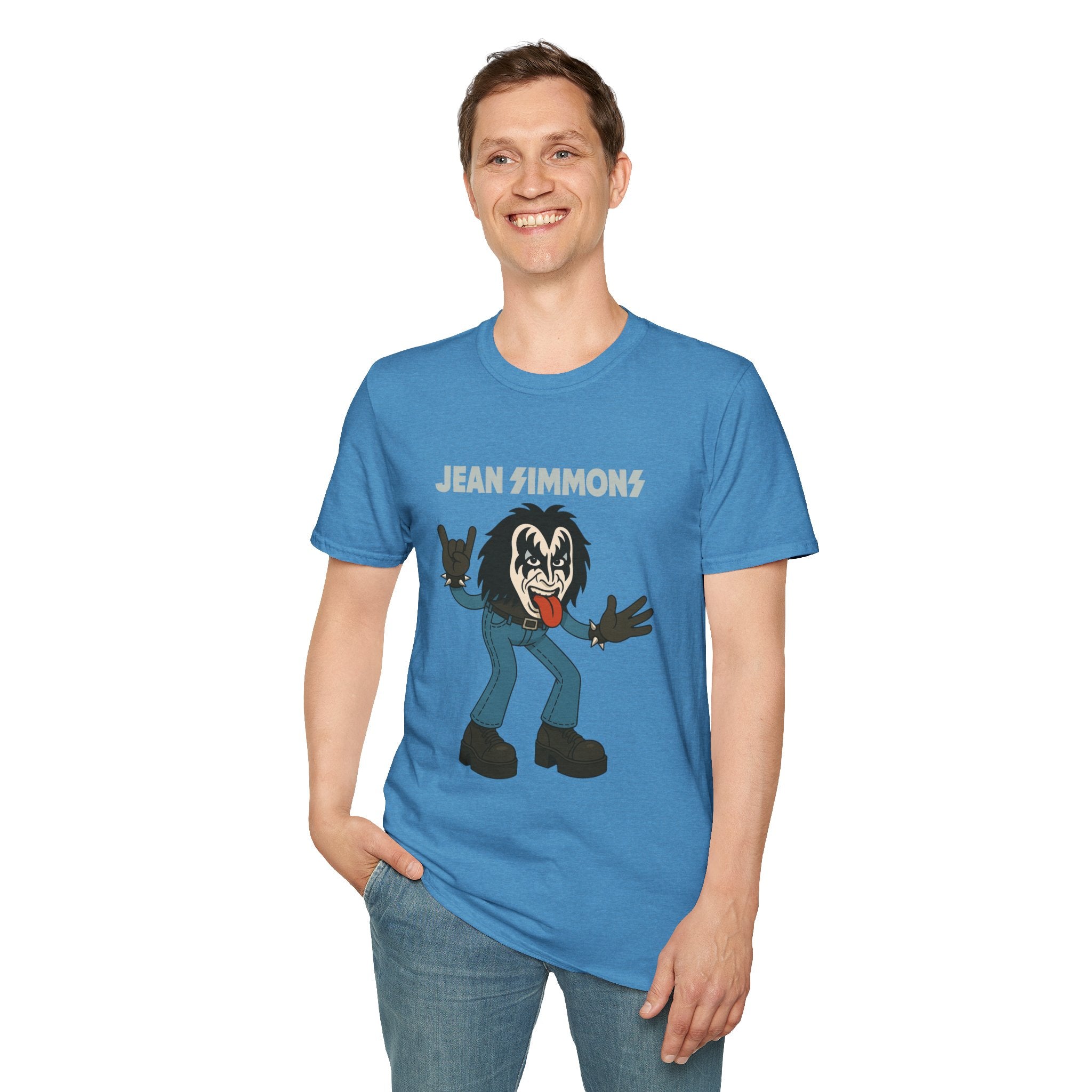 Jean Simmons Funny Shirt Mashup Tribute Parody Pun Rockstar Softstyle T-Shirt, Unisex Tee, Graphic Tee, Music Lover Gift, Jeans Lover Shirt,