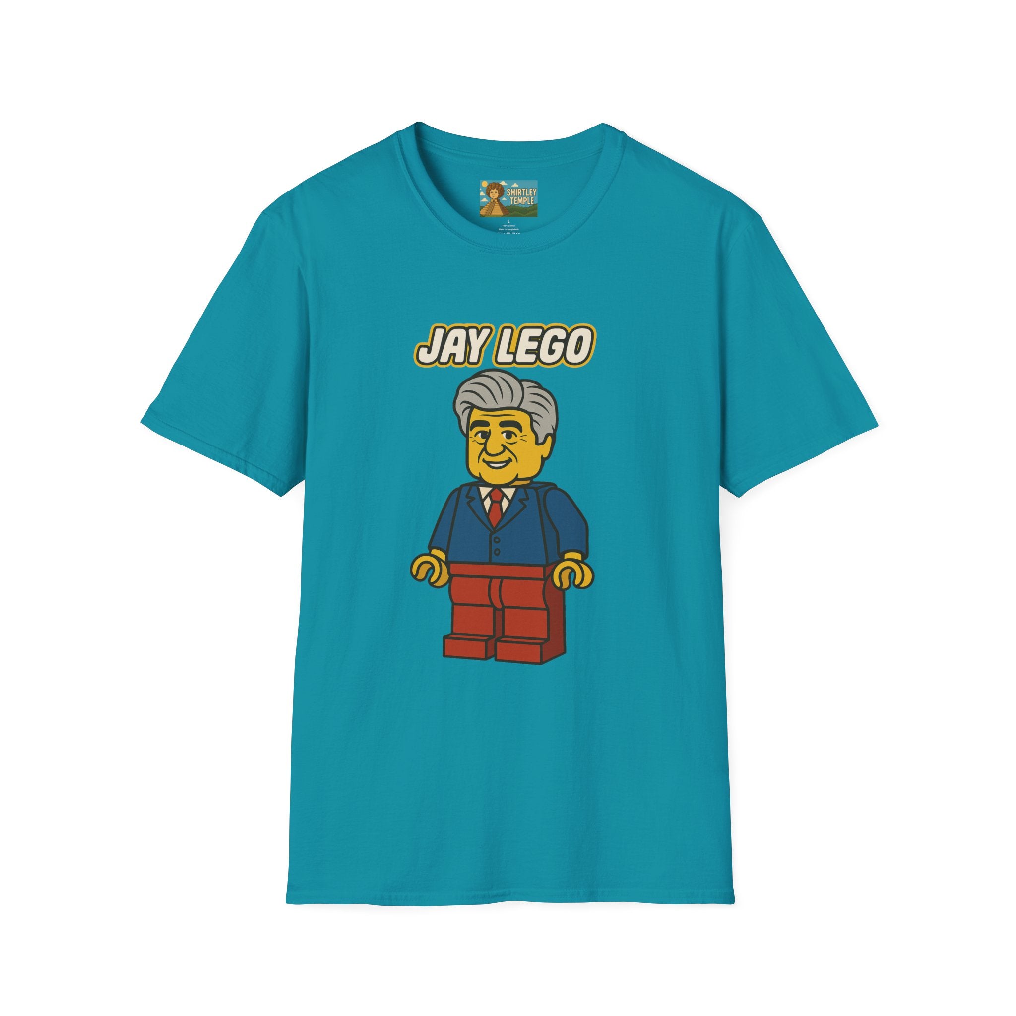 Jay Lego Funny Shirt Parody Apparel, Comedy Tribute, Lego Person, Jay Leno Mashup