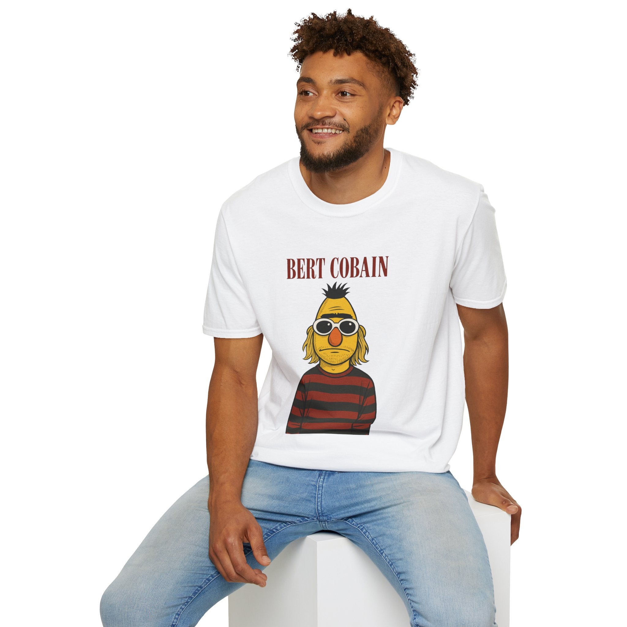 Bert Cobain funny mashup Kurt Cobain and Bert from sesame street wordplay unisex gift tee music lover
