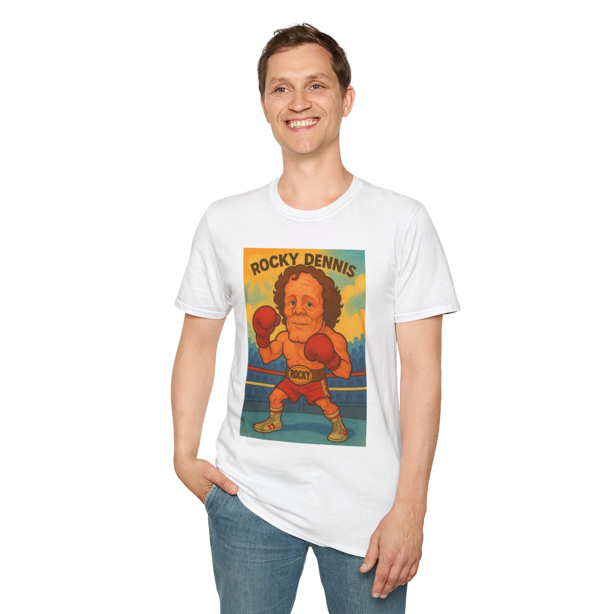 Rocky Dennis The Mask Rocky Mashup T-Shirt, Funny Movie Crossover Tee, Rocky Balboa Gift Shirt, Unisex Softstyle Top