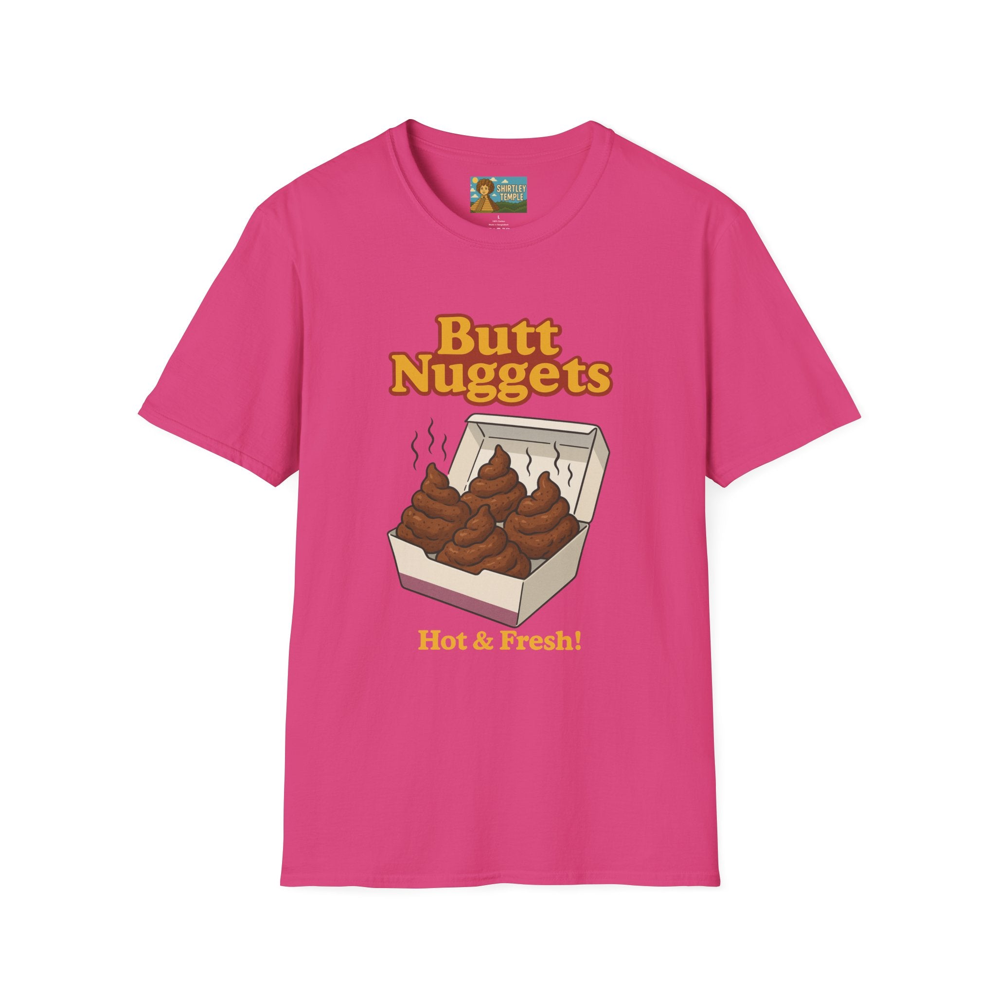 Butt Nuggets Funny Unisex Softstyle T-Shirt, Chicken Poop Pun Tee, Hilarious Wordplay Apparel, Comfy Graphic Shirt, Unisex Shirt for Joke
