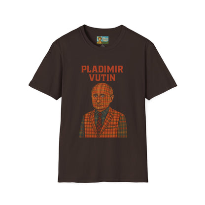 Pladimir Vutin T-Shirt, Funny Putin Parody Shirt, Plaid Person Pun Tee, Comedy Putin Plaid Top, Vladimir Putin Plaid Wordplay Apparel