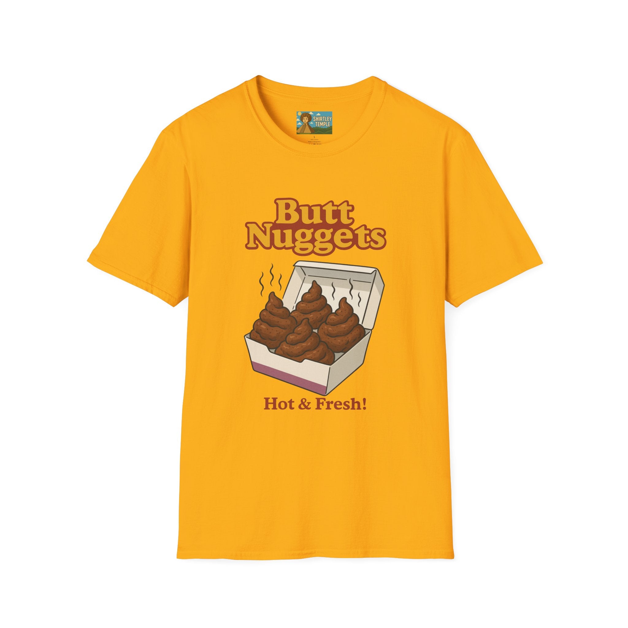 Butt Nuggets Funny Unisex Softstyle T-Shirt, Chicken Poop Pun Tee, Hilarious Wordplay Apparel, Comfy Graphic Shirt, Unisex Shirt for Joke