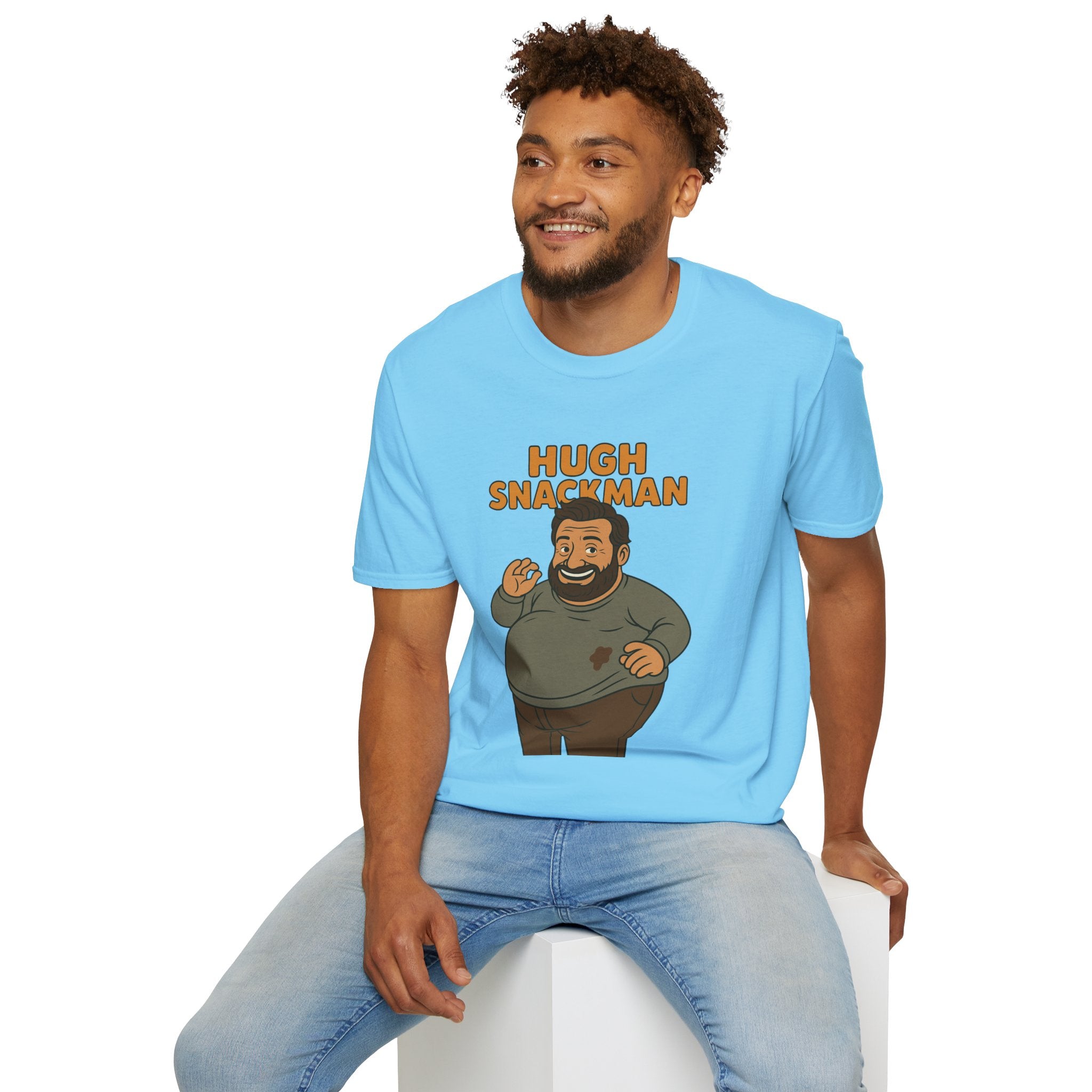 Hugh Snackman Funny Shirt, Hugh Jackman Parody Tee, Comedy Tribute Apparel, Unisex Softstyle T-Shirt