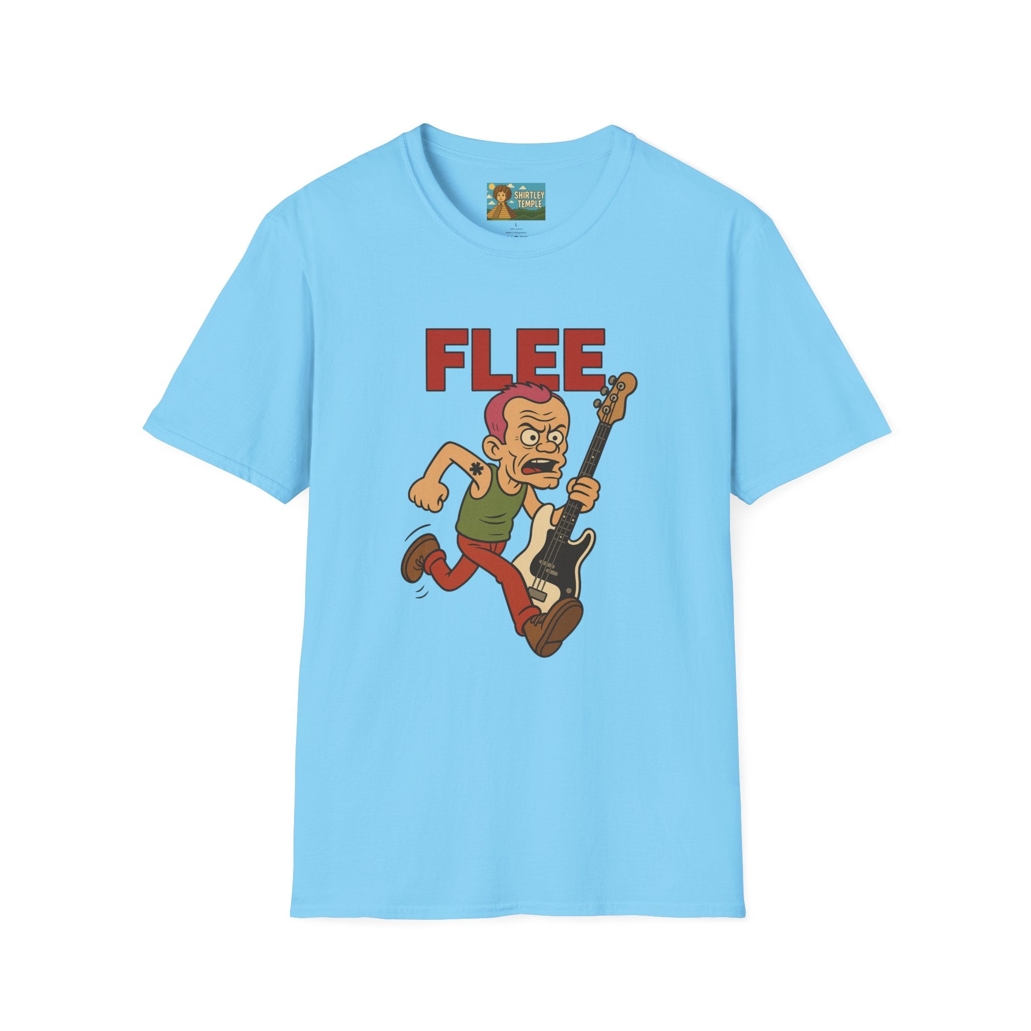 Flee funny shirt pun wordplay Flea red hot chili peppers running away fleeing