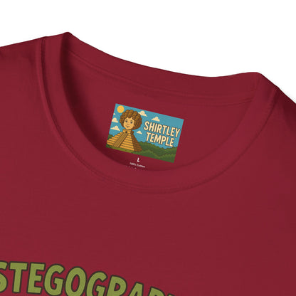 Stegographer Funny Stegosaurus Stenographer Mashup Softstyle Tee, Dino Wordplay Shirt, Unisex Tshirt Gift, Office tee for Dinosaur