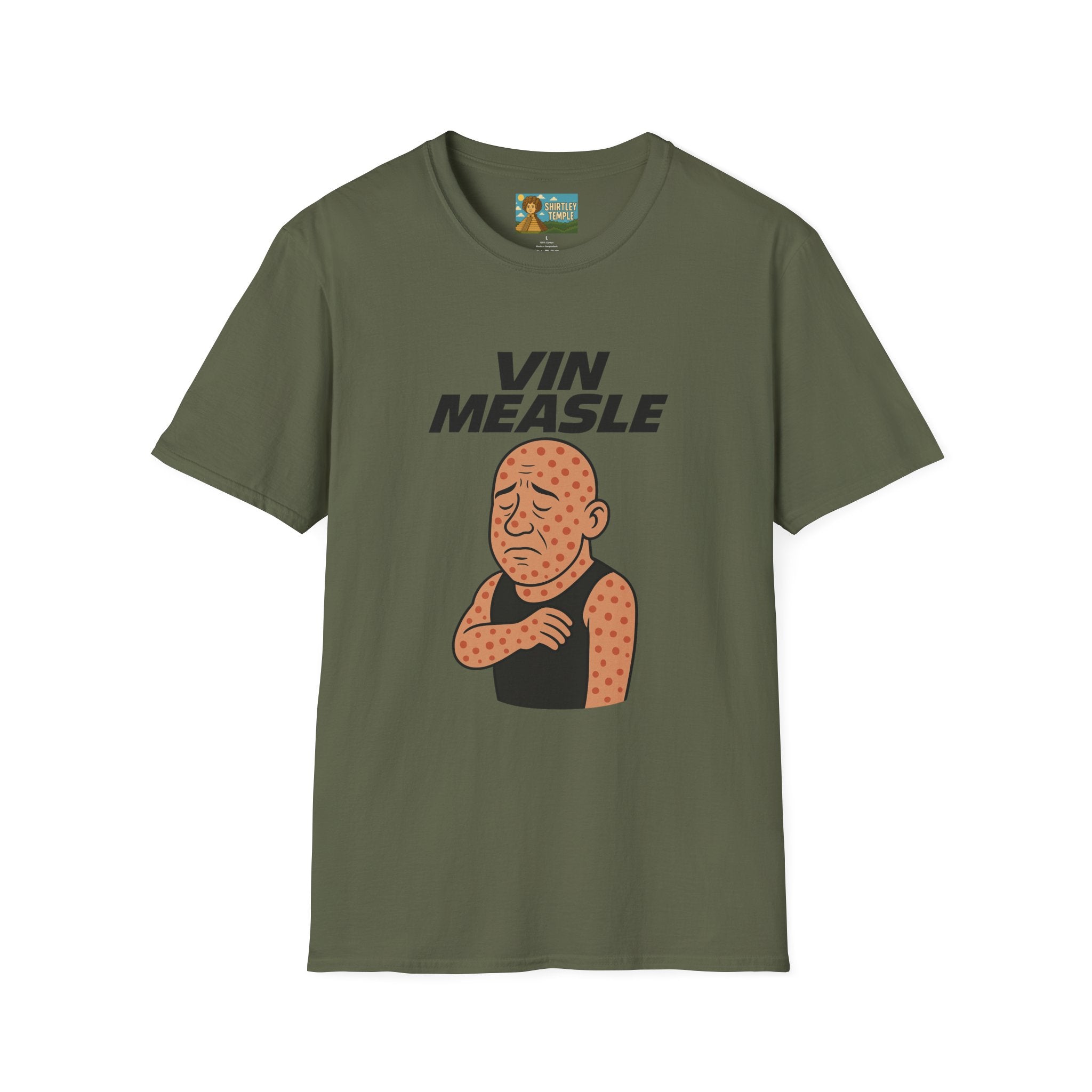 Vin Measle Parody Unisex Softstyle T-Shirt, Actor Measles Wordplay Tee, Humorous Graphic Tee Shirt, Comedy Movie Fan Gift, Lightweight