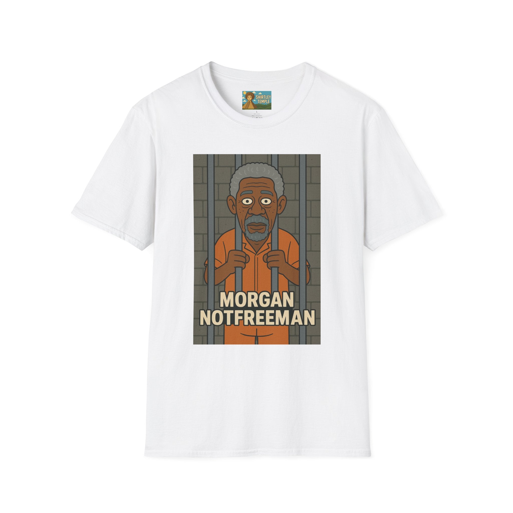 Morgan Notfreeman T-Shirt, Funny Parody Wordplay Tee, Unisex Softstyle Shirt, Morgan Freeman Not Free Comedy, Tribute Irony