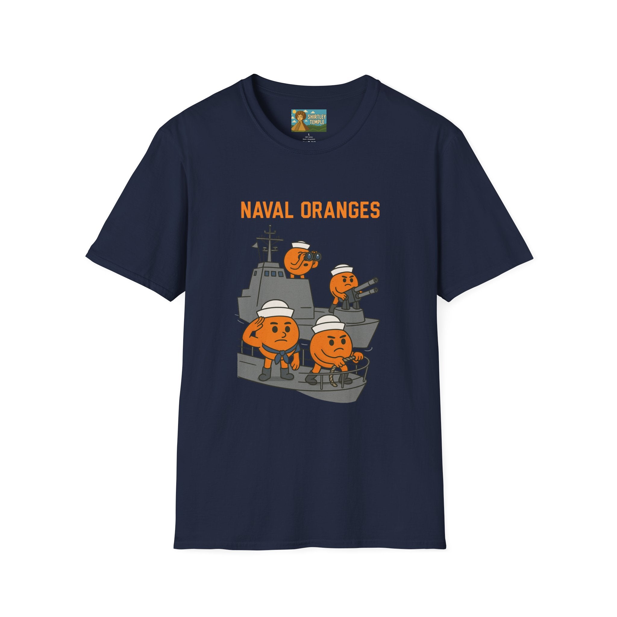Naval Oranges Unisex Softstyle T-Shirt, Funny Shirt Parody Wordplay Mashup, Navy People Comedy Pun Punny, Navel Oranges Tee, Citrus Humor