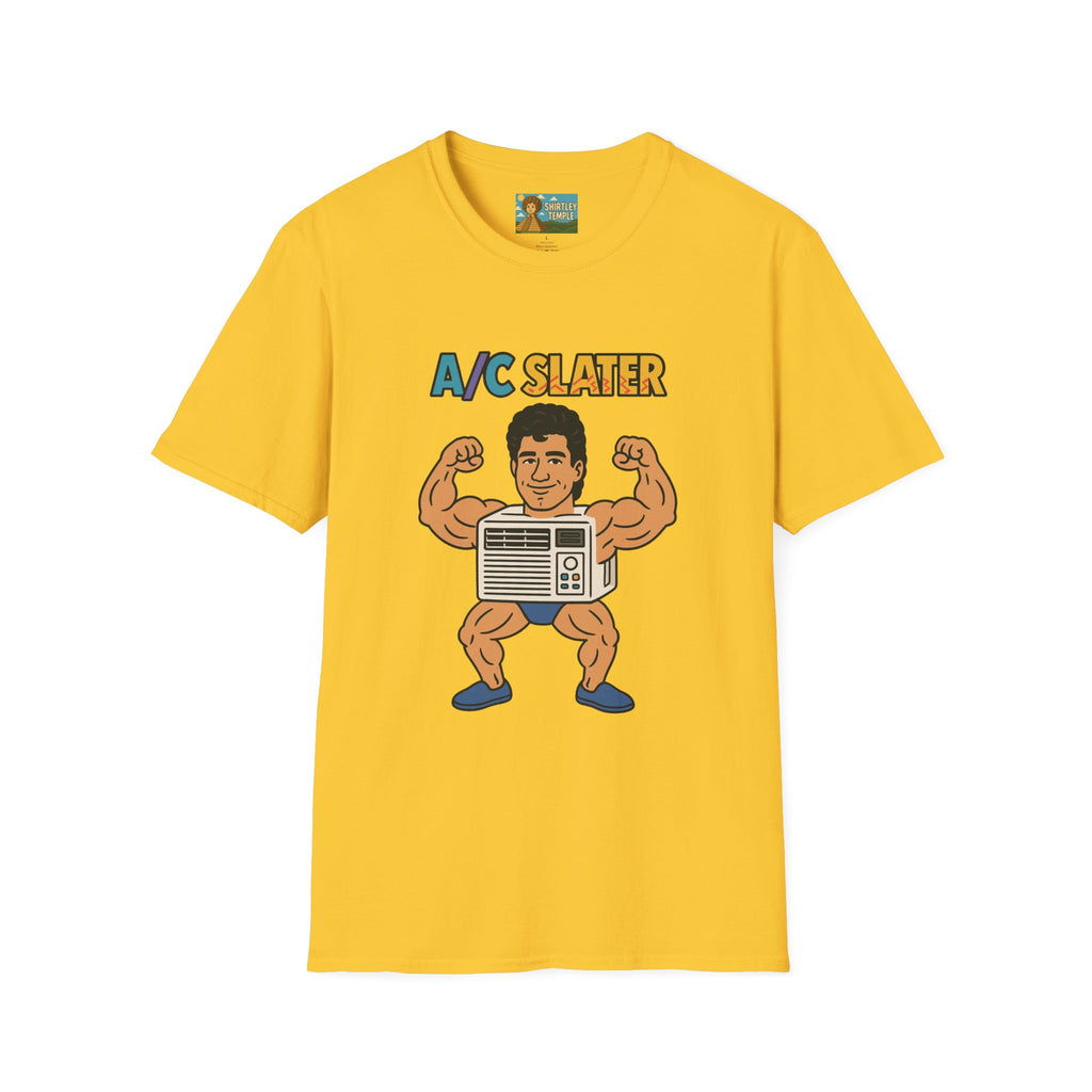 A/C Slater Word Play Unisex Softstyle T-Shirt, Saved by the Bell Tee, Funny Air Conditioner Shirt, Retro 90s Clothing, Vintage TV Fan Gift