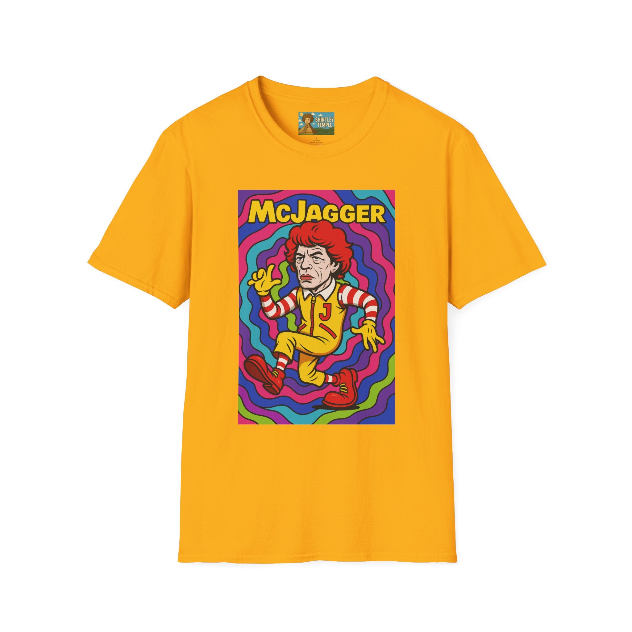 McJagger ver 2 Psychedelic Funny Unisex T-Shirt, Mashup Tribute Tee for Men and Women, Softstyle Shirt for Comedy Fans, Parody Graphic Tee