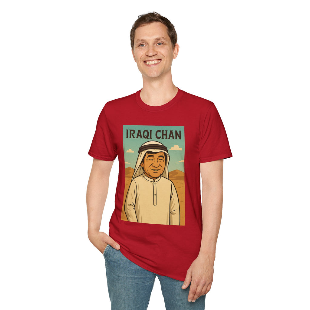 Iraqi Chan Unisex T-Shirt, Funny Jackie Chan Parody Apparel, Comedy Tribute Tee, Mashup Shirt