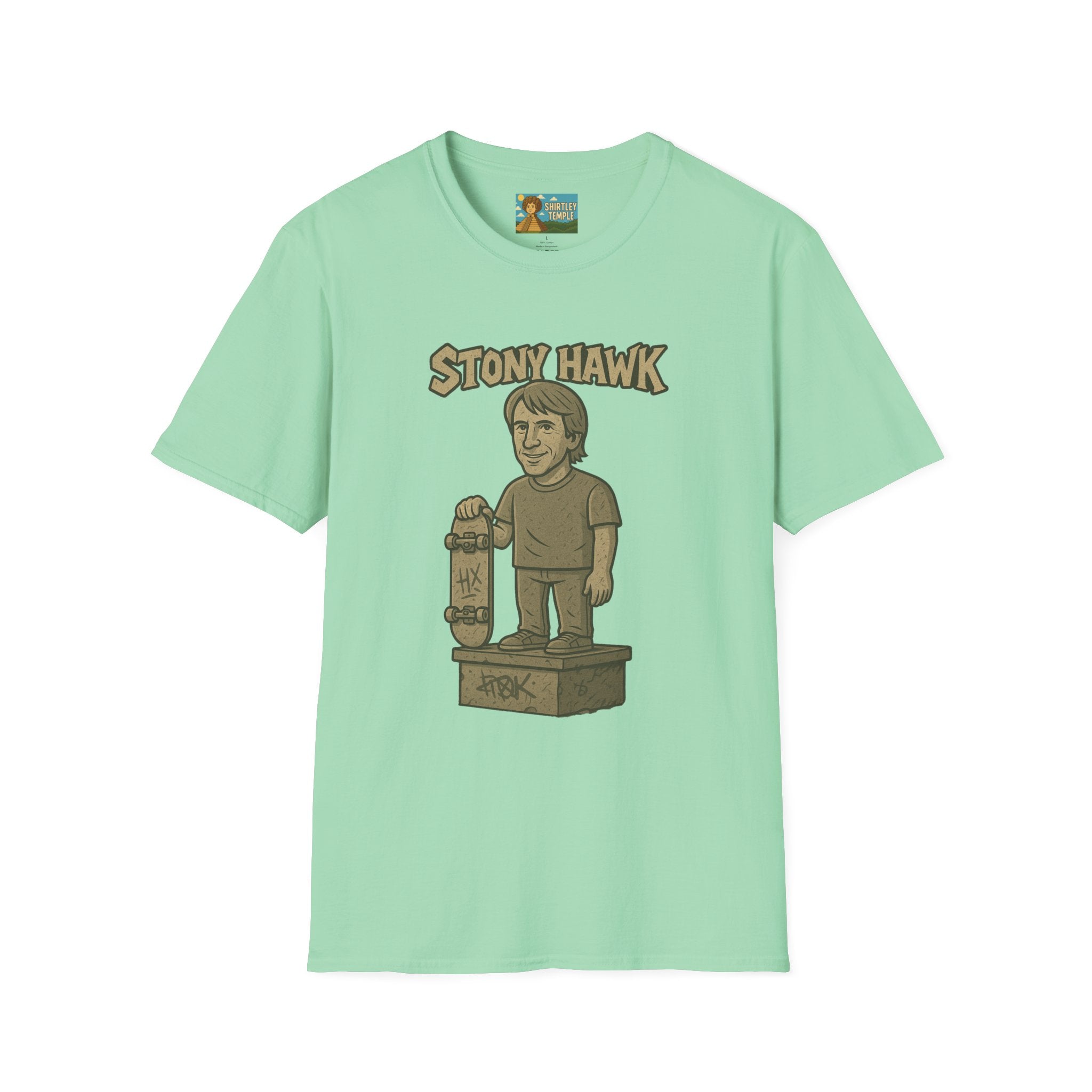 Stony Hawk Unisex T-Shirt, Skateboard Legend Parody Tee, Statue Wordplay Shirt, Funny Skater Gift, Skateboarding Fan Top