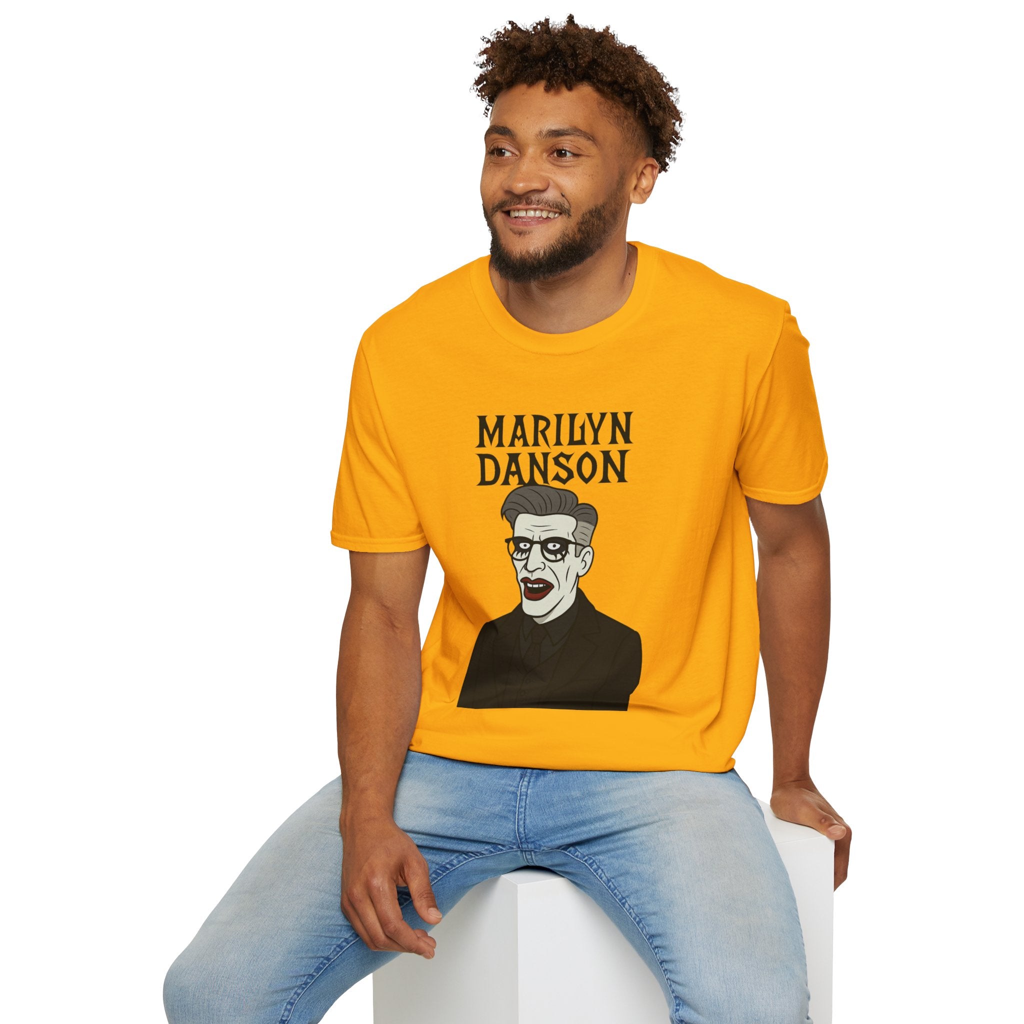 Marilyn Danson Funny Shirt, Mashup Tribute Tee, Parody Comedy Gift, Unisex Softstyle T-Shirt, Marilyn Manson Ted Danson
