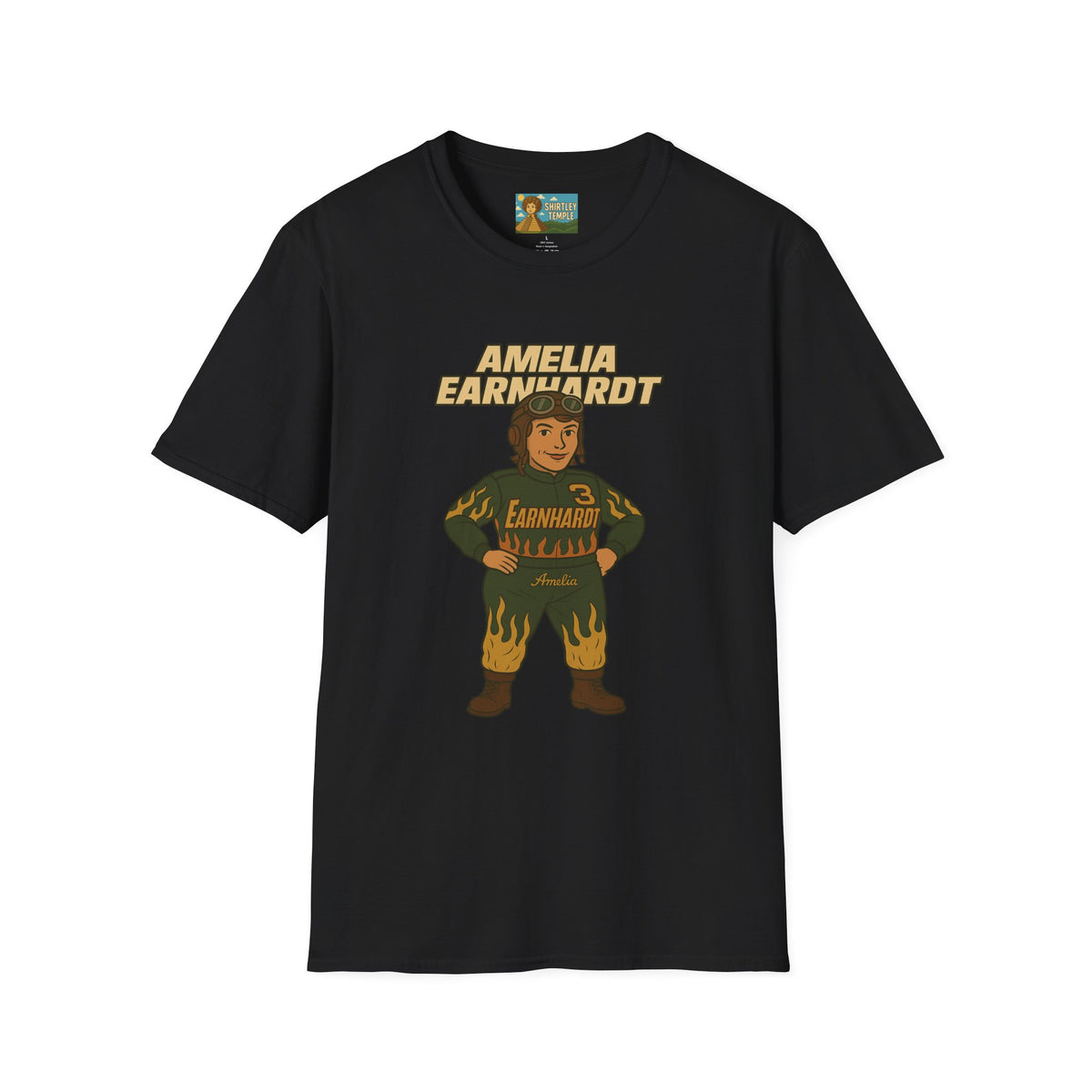 Amelia Earnhardt Funny Mashup Unisex Softstyle T-Shirt, Pilot Pun Tee, Earhart Earnhardt Gift, Aviation Racing Shirt