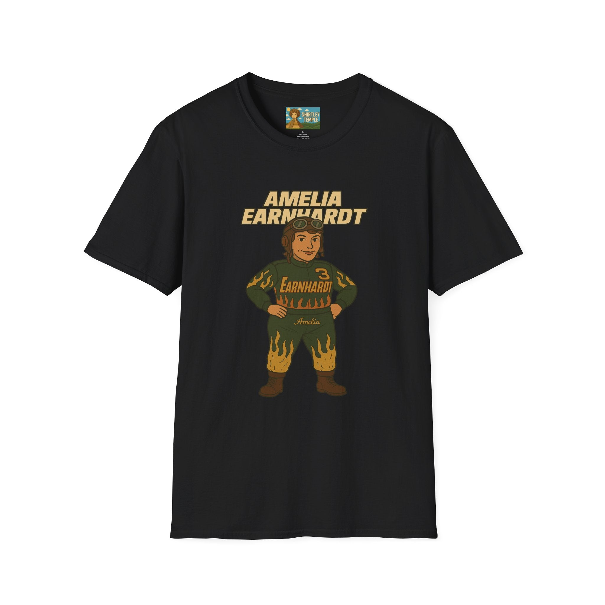 Amelia Earnhardt Funny Mashup Unisex Softstyle T-Shirt, Pilot Pun Tee, Earhart Earnhardt Gift, Aviation Racing Shirt