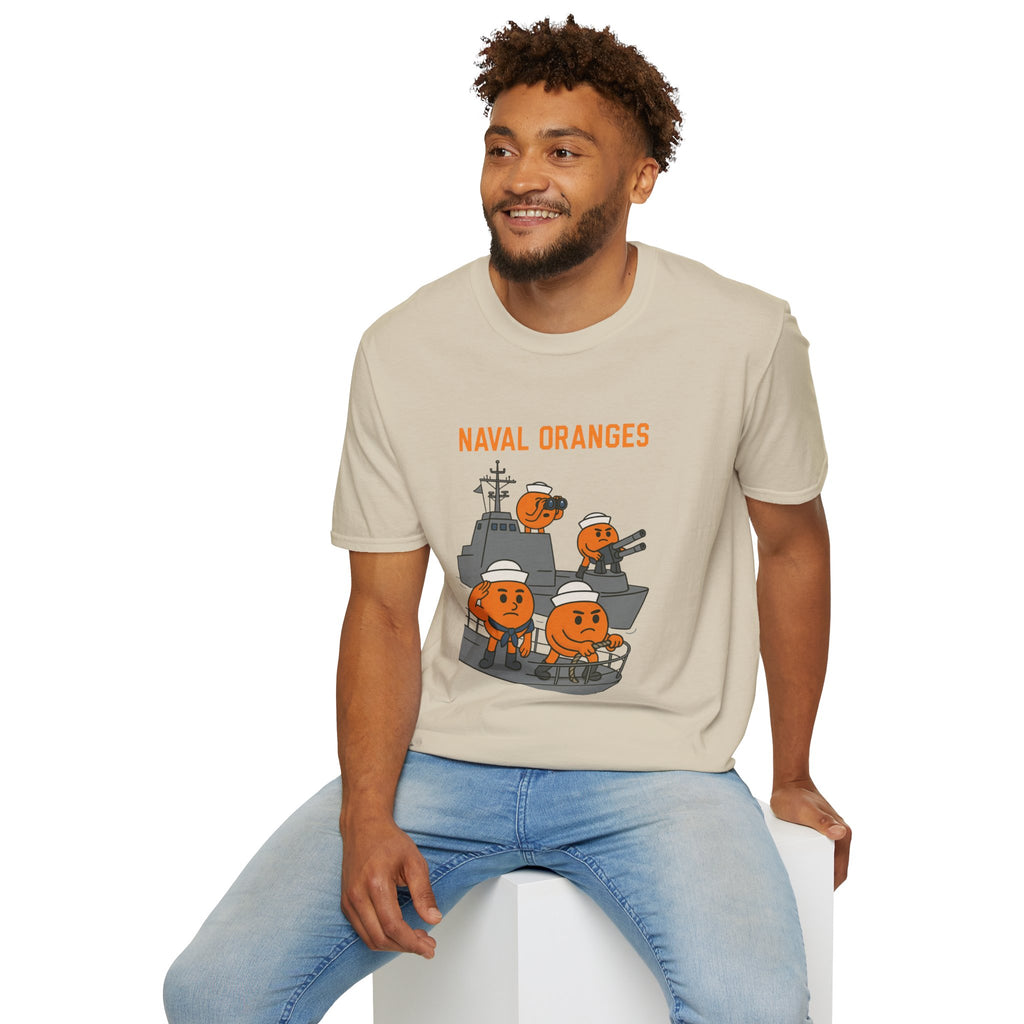 Naval Oranges Unisex Softstyle T-Shirt, Funny Shirt Parody Wordplay Mashup, Navy People Comedy Pun Punny, Navel Oranges Tee, Citrus Humor