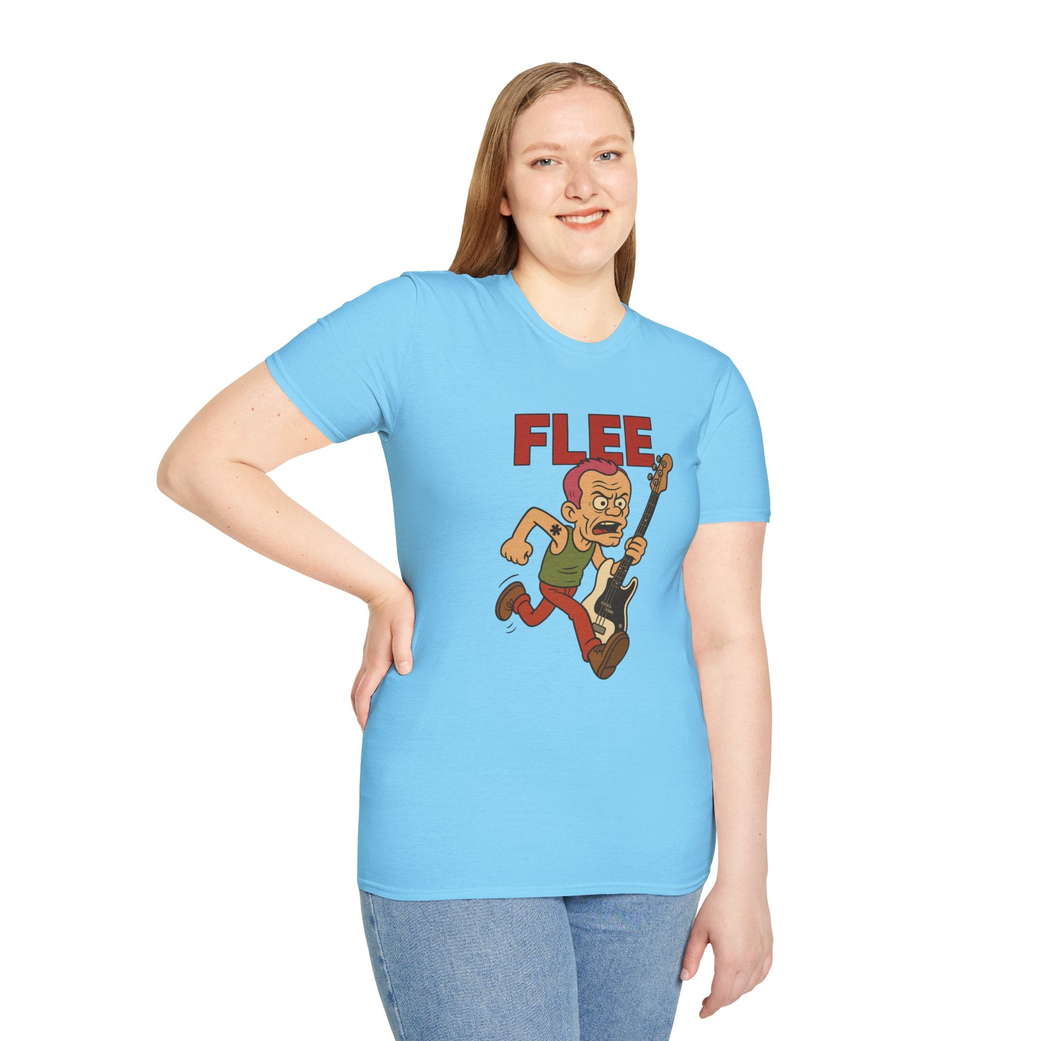 Flee funny shirt pun wordplay Flea red hot chili peppers running away fleeing