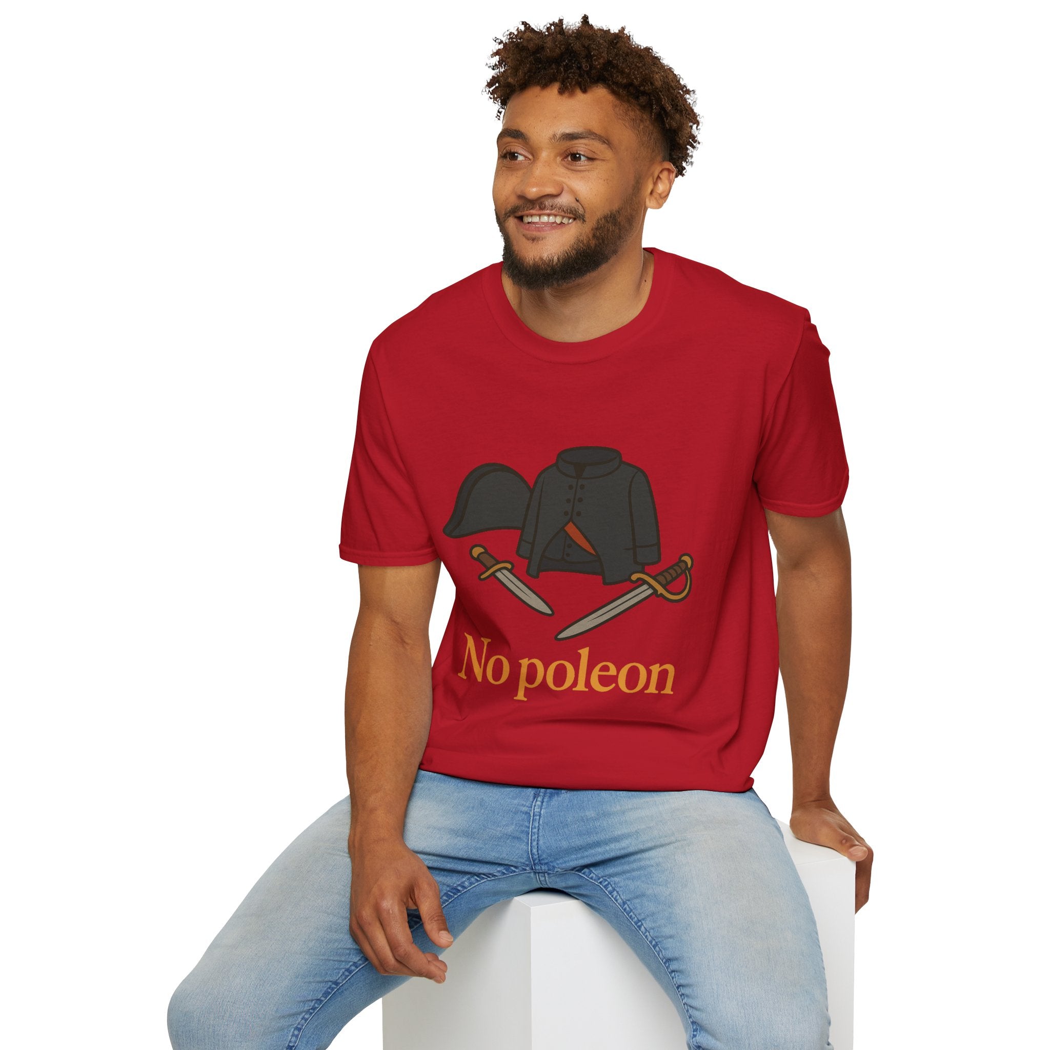No Poleon Funny Napoleon Parody Softstyle T-Shirt, Clothes Pun Tee, Comedy Gift Shirt, Napoleonic Graphic Top, Historical Wordplay Apparel