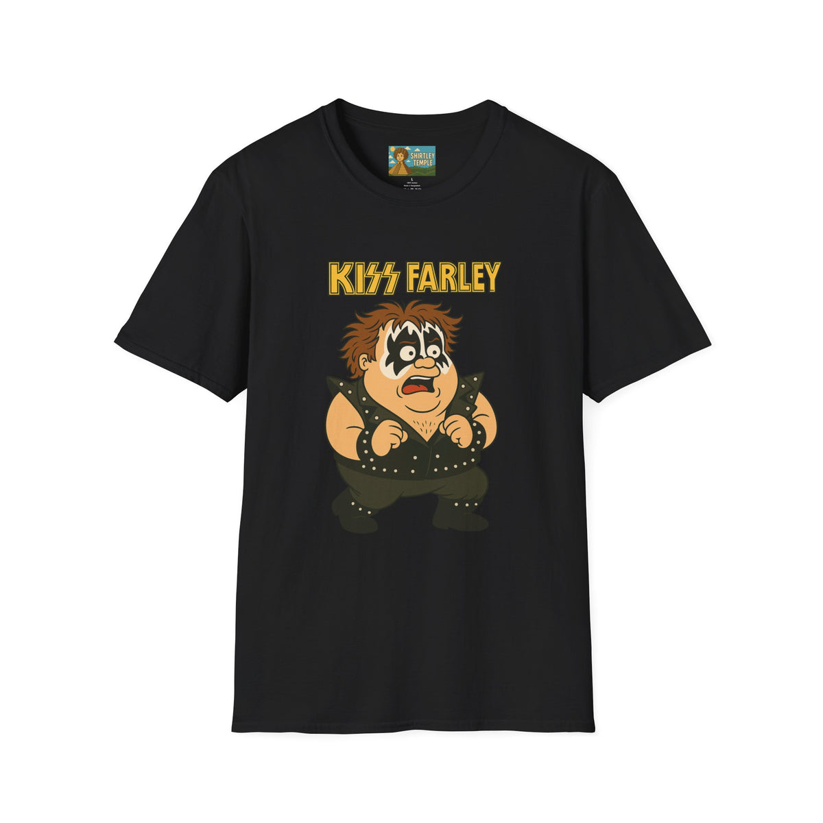 Kiss Farley T-Shirt, Rock Band Chris Farley Tribute Shirt, Funny Parody Mashup Tee, Unisex Softstyle Top, Gift for Music Lovers