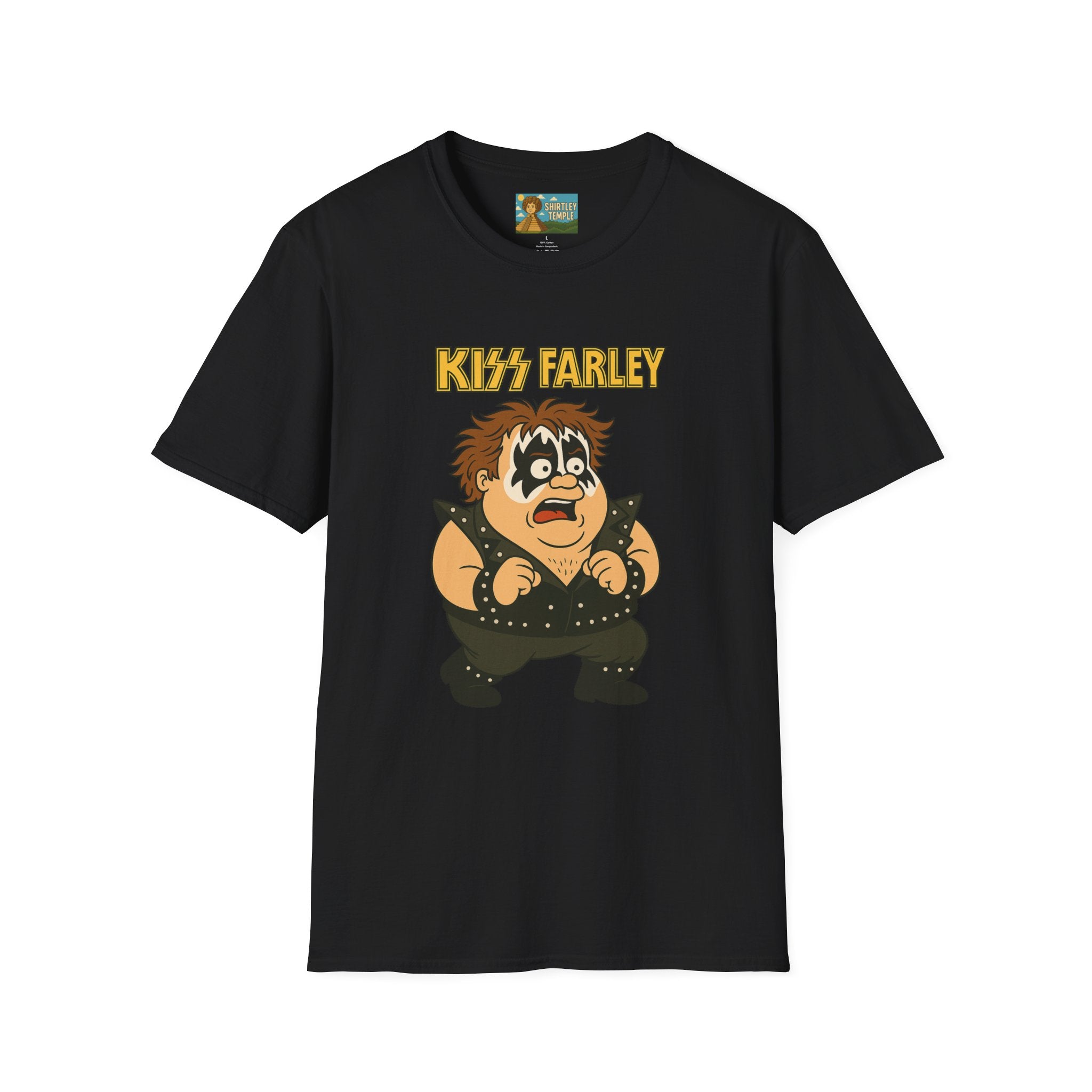Kiss Farley T-Shirt, Rock Band Chris Farley Tribute Shirt, Funny Parody Mashup Tee, Unisex Softstyle Top, Gift for Music Lovers